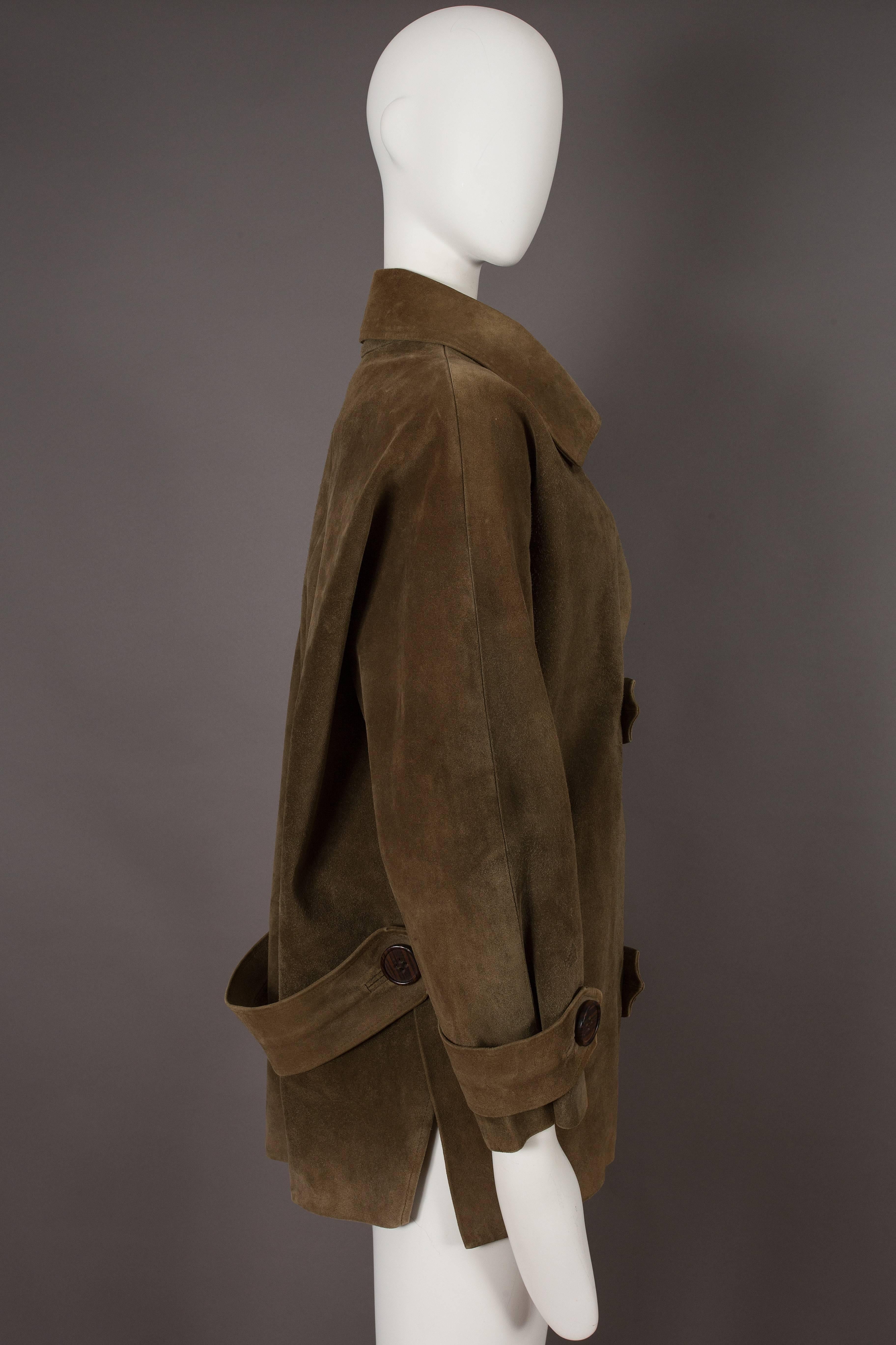 Women's Yves Saint Laurent Haute Couture Oversized Suede Coat, circa 1963