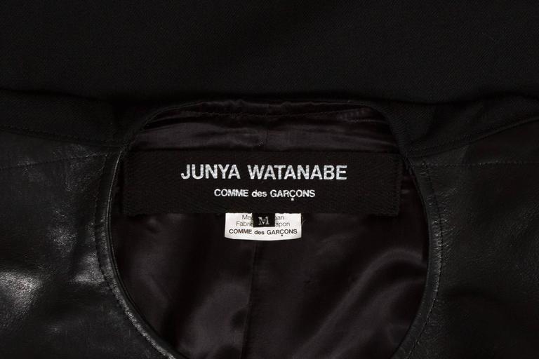 Junya Watanabe Comme des Garcons black leather jacket with wool cape ...