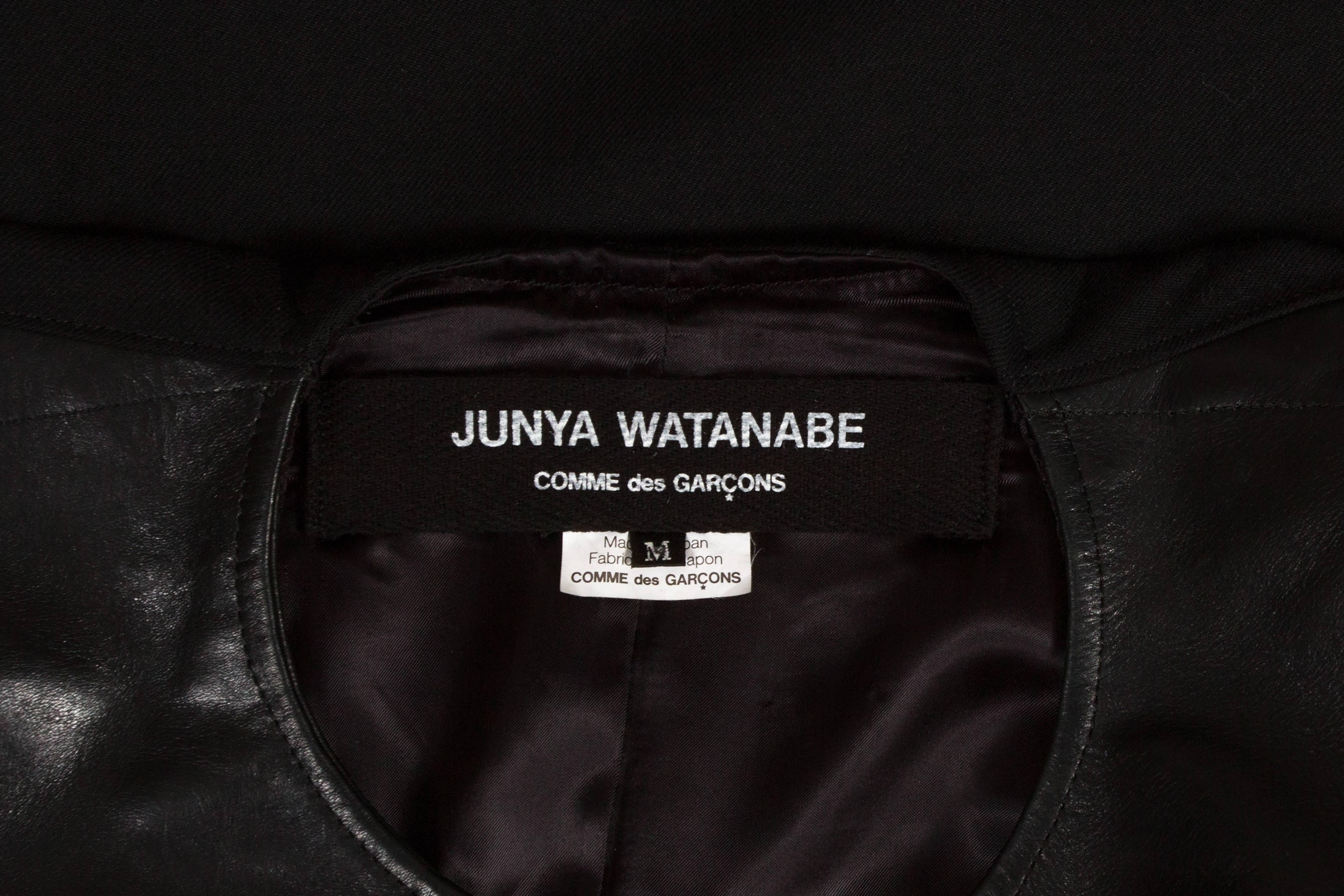 Junya Watanabe Comme des Garcons black leather jacket with wool cape, circa 2011 4