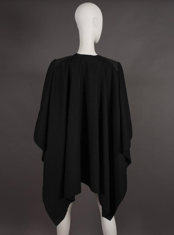 Junya Watanabe Comme des Garcons black leather jacket with wool cape ...
