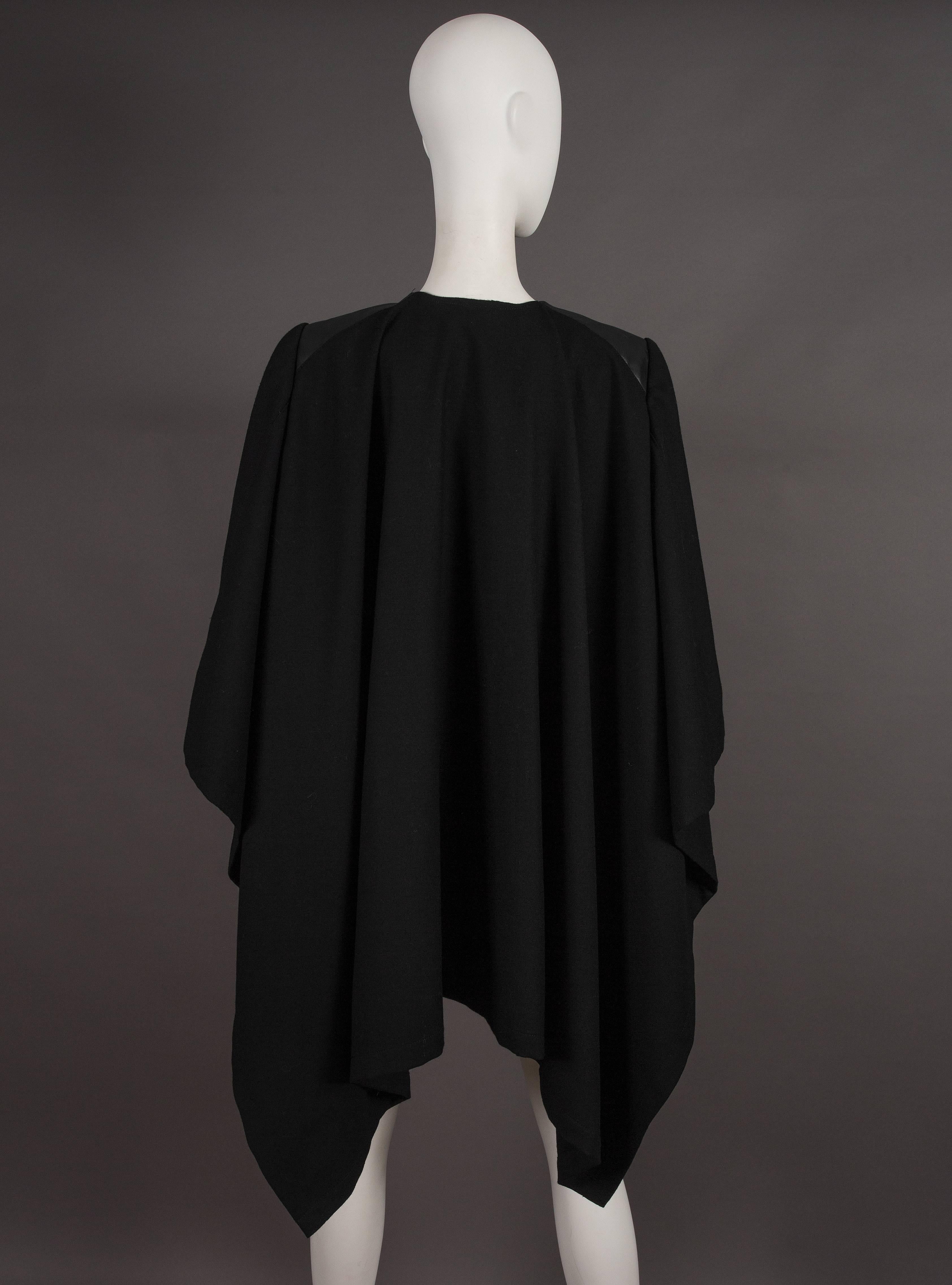 Junya Watanabe Comme des Garcons black leather jacket with wool cape, circa 2011 2