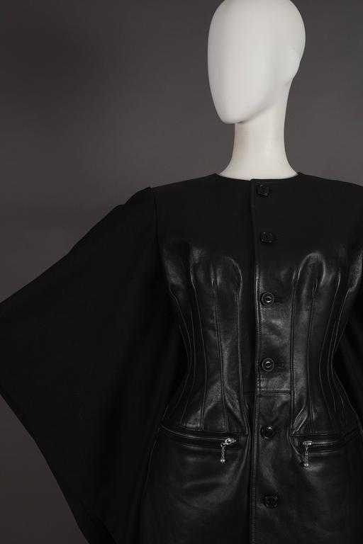 Junya Watanabe Comme des Garcons black wool boucle unfinished hem pea coat