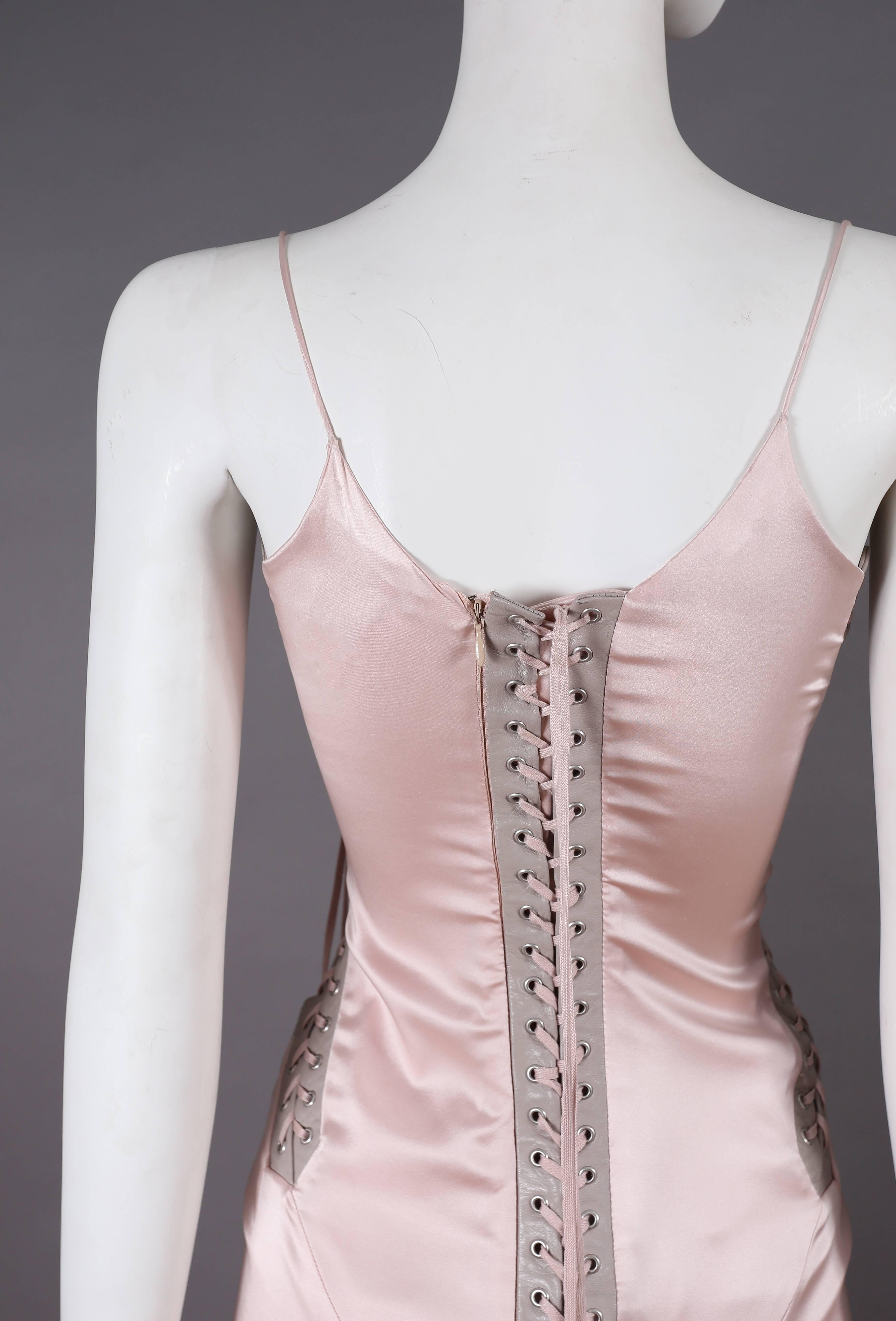 Dolce & Gabbana baby pink silk corset dress with leather trim, circa 2003 1
