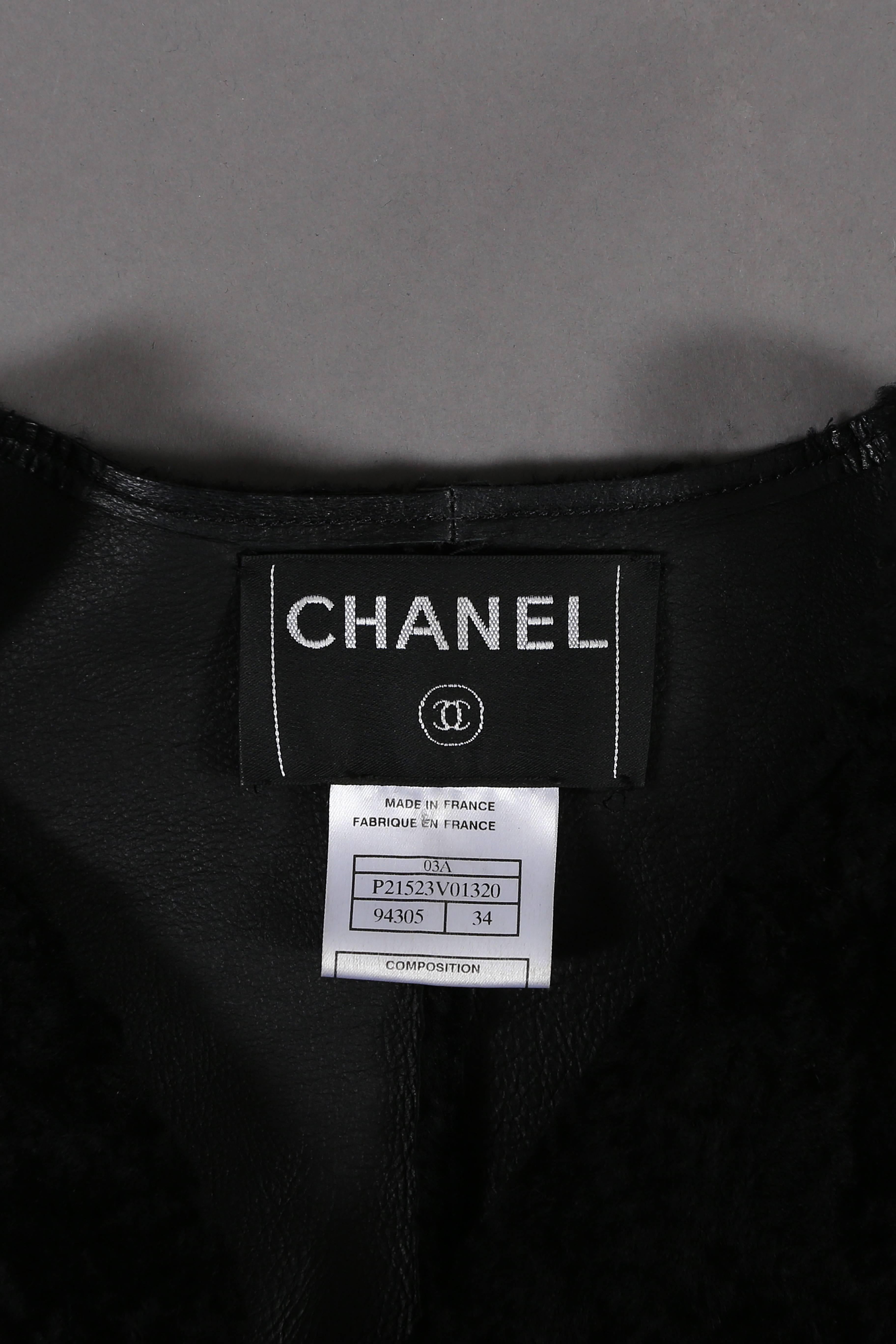 Chanel black shearling cropped jacket with silk bow fastening, circa 2003 1