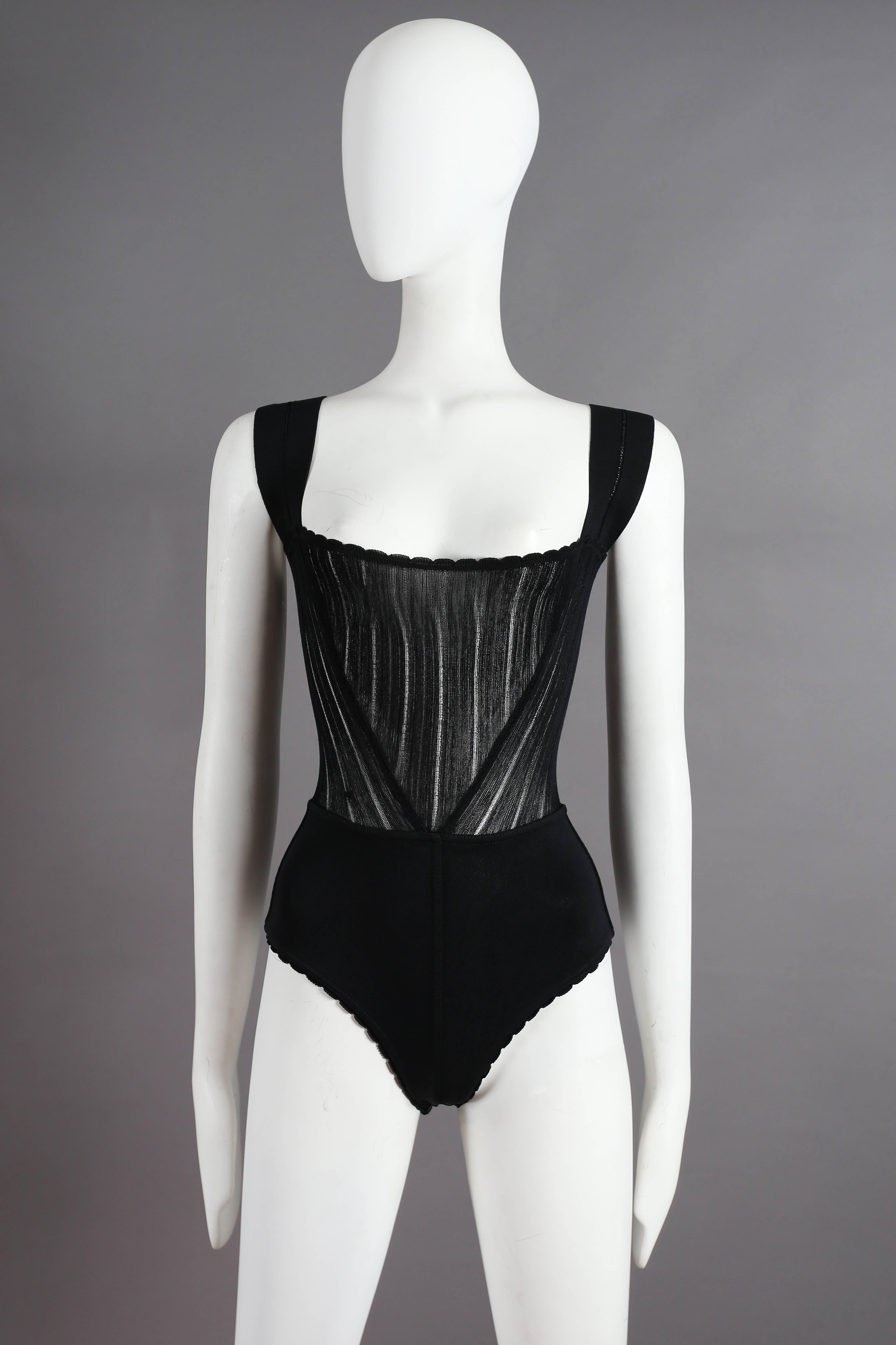 Rare Alaia knitted body with scalloped trim and zip closure, spring-summer 1992.