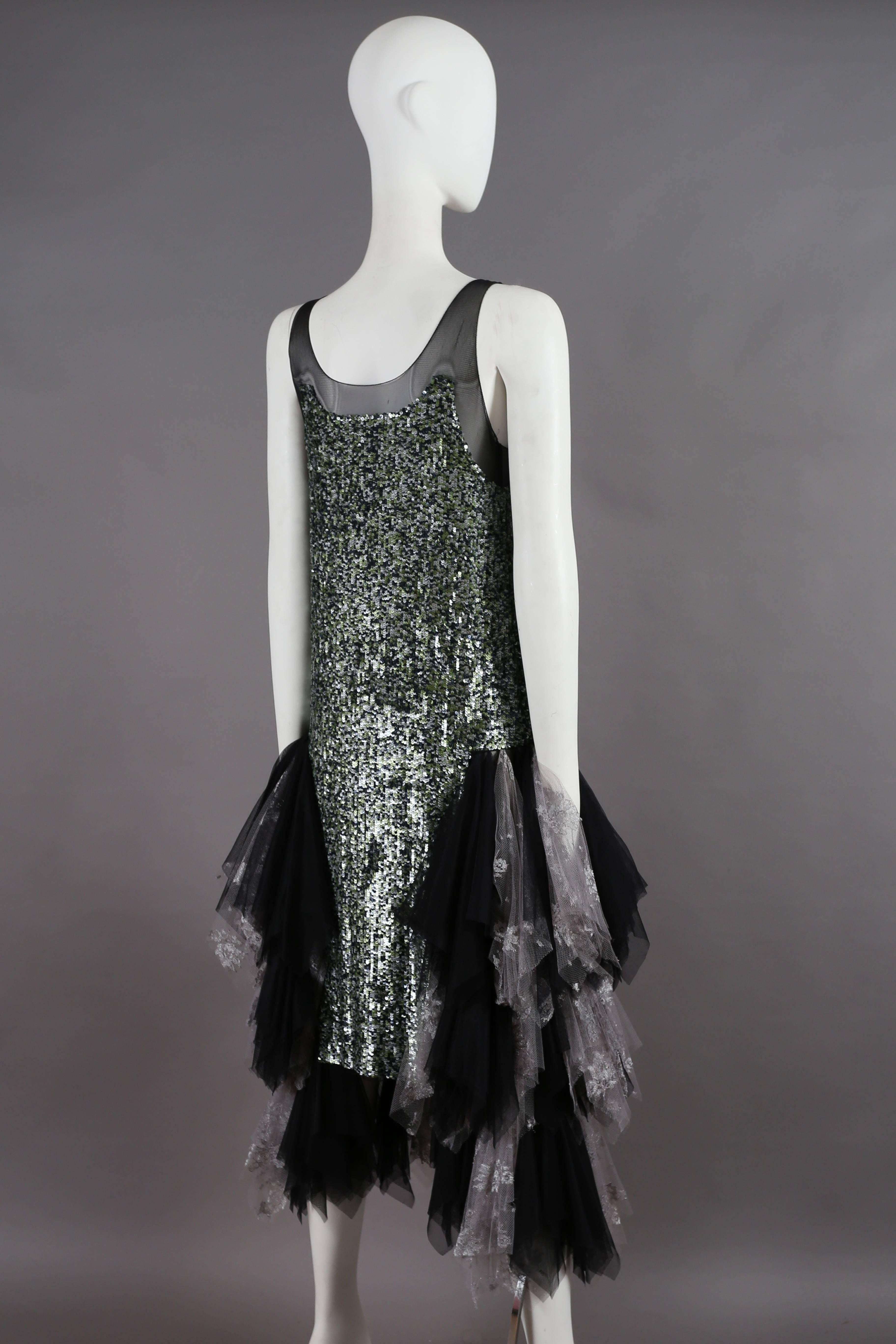 Alexander McQueen sequined flapper dress with tulle skirt, circa 2001 2