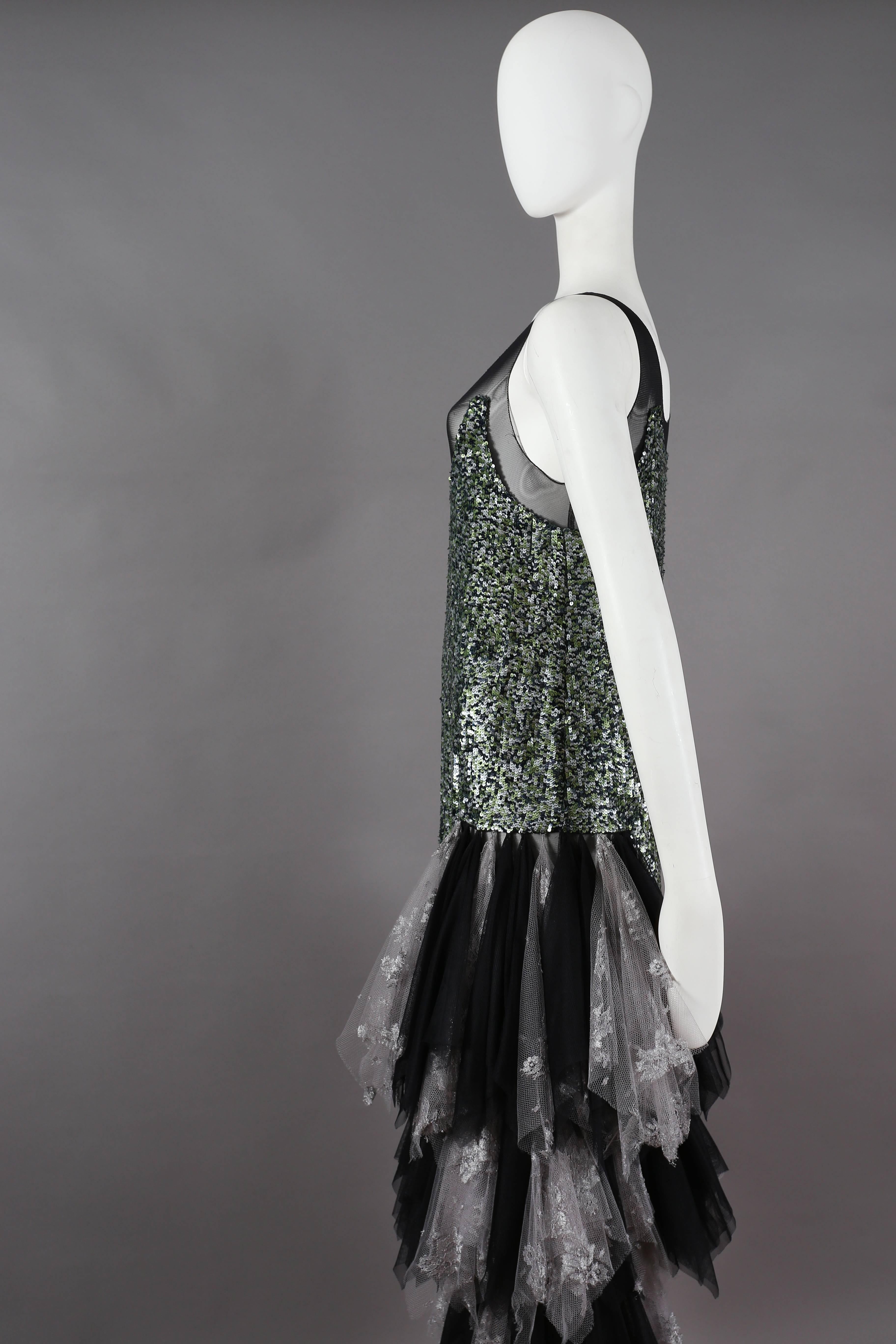 Alexander McQueen sequined flapper dress with tulle skirt, circa 2001 In Excellent Condition In London, GB