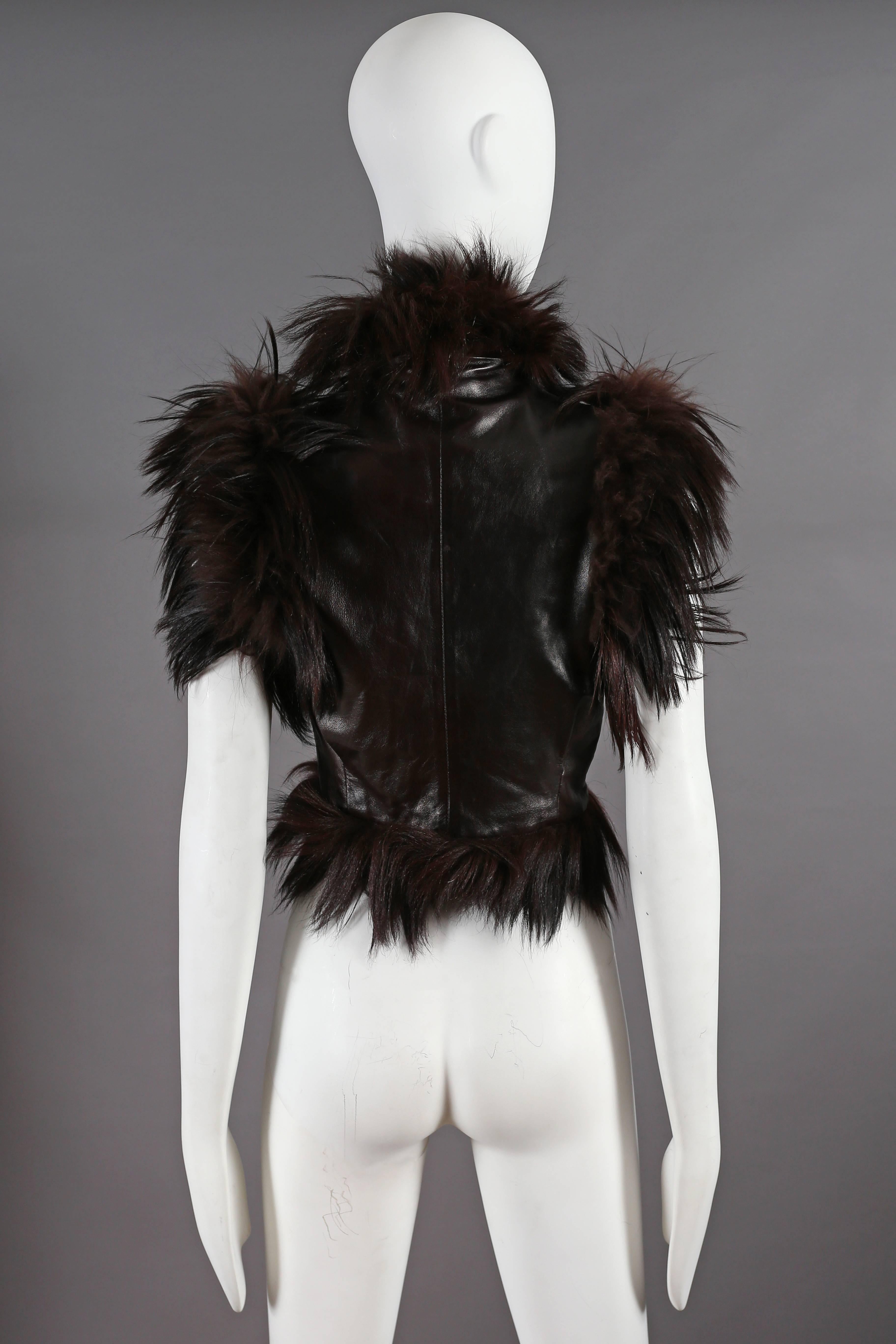 Women's Alexander McQueen goat hair and leather gillet jacket, circa 2000 For Sale