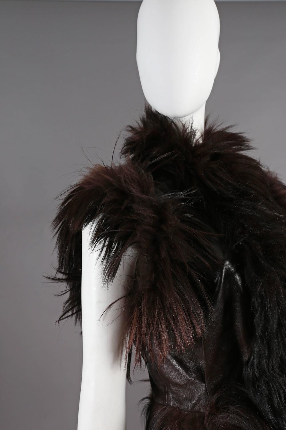 Alexander McQueen goat hair and leather gillet jacket, circa 2000 For Sale at 1stdibs