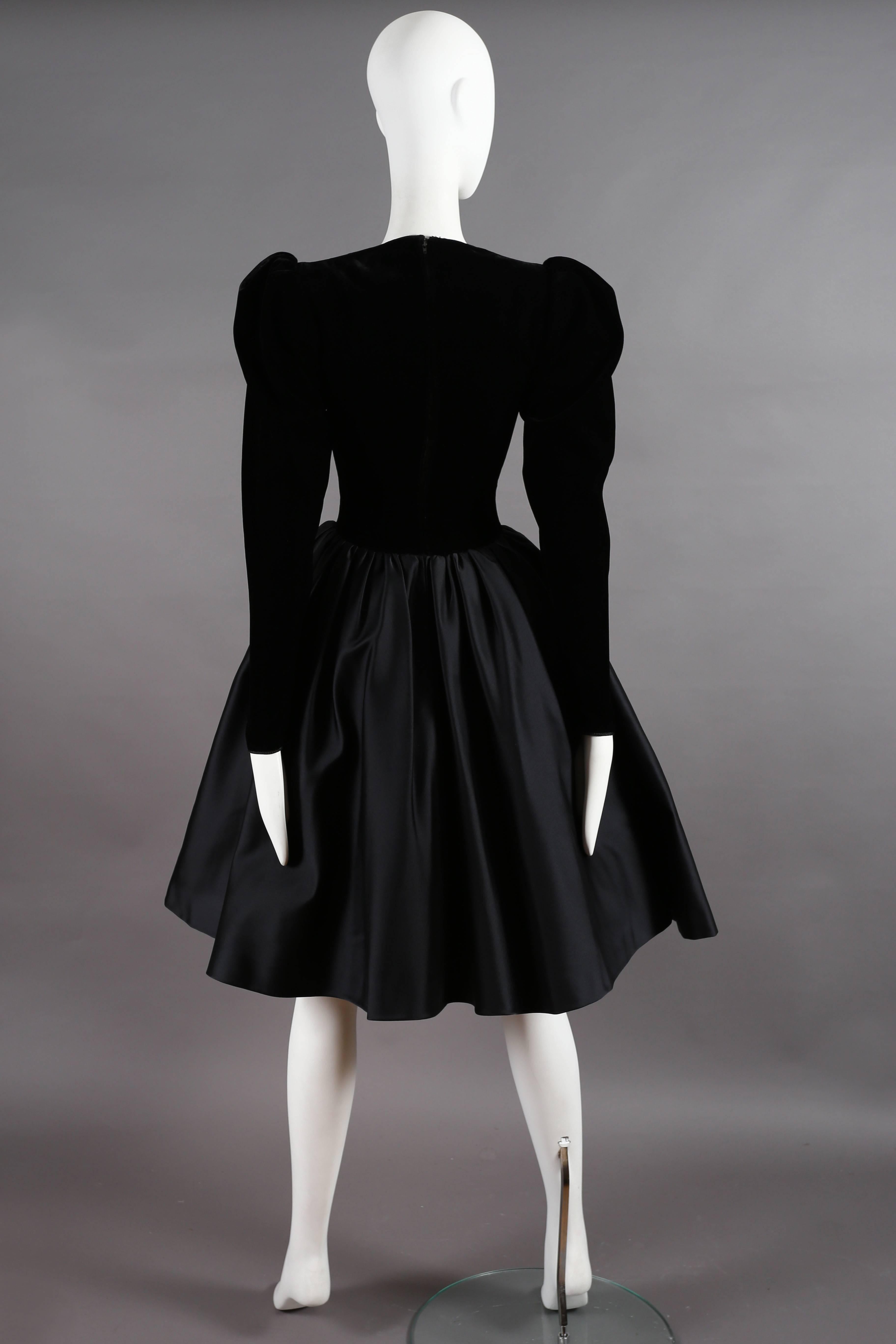 Yves Saint Laurent Haute Couture black velvet cocktail dress, circa 1981 1