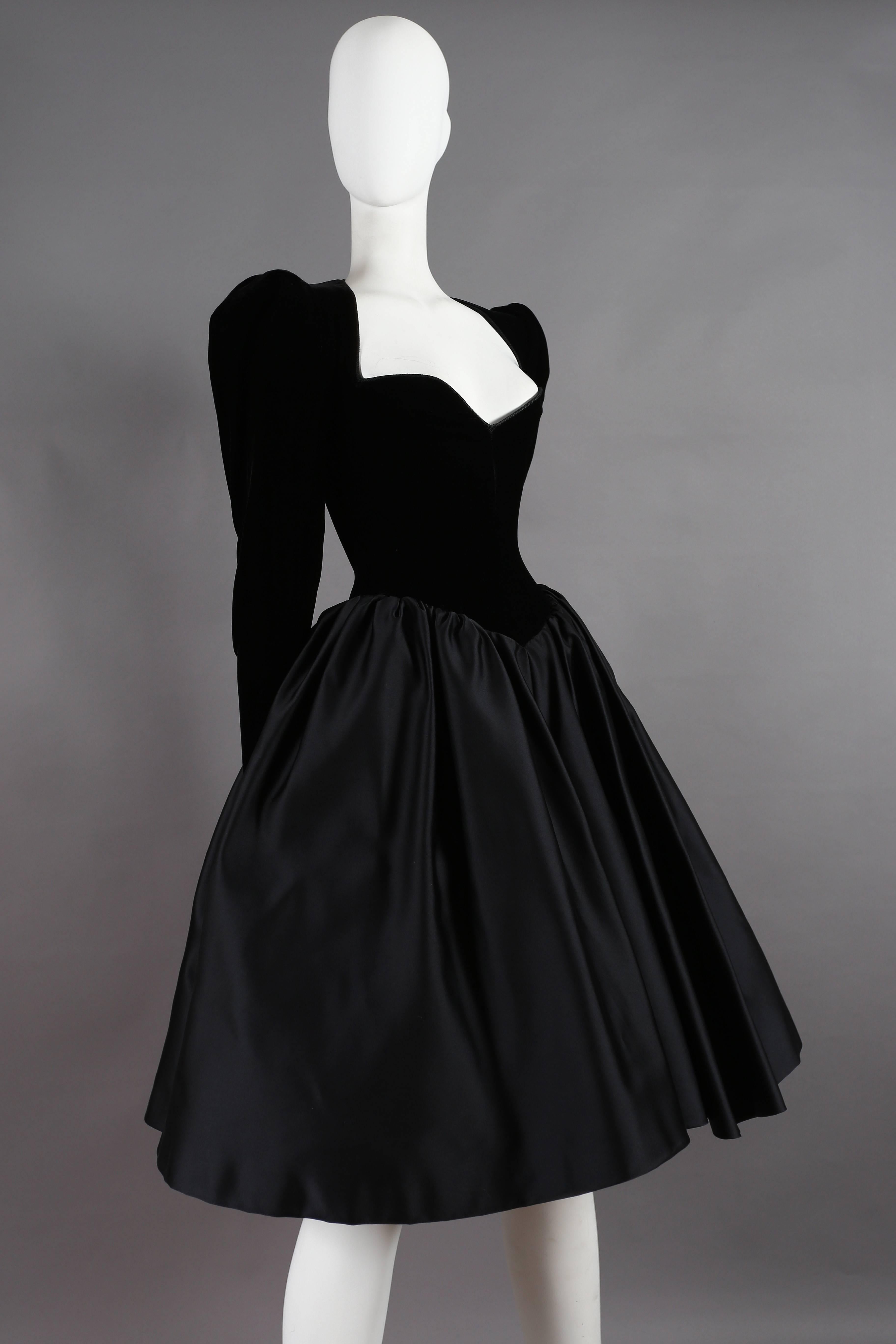 Black Yves Saint Laurent Haute Couture black velvet cocktail dress, circa 1981