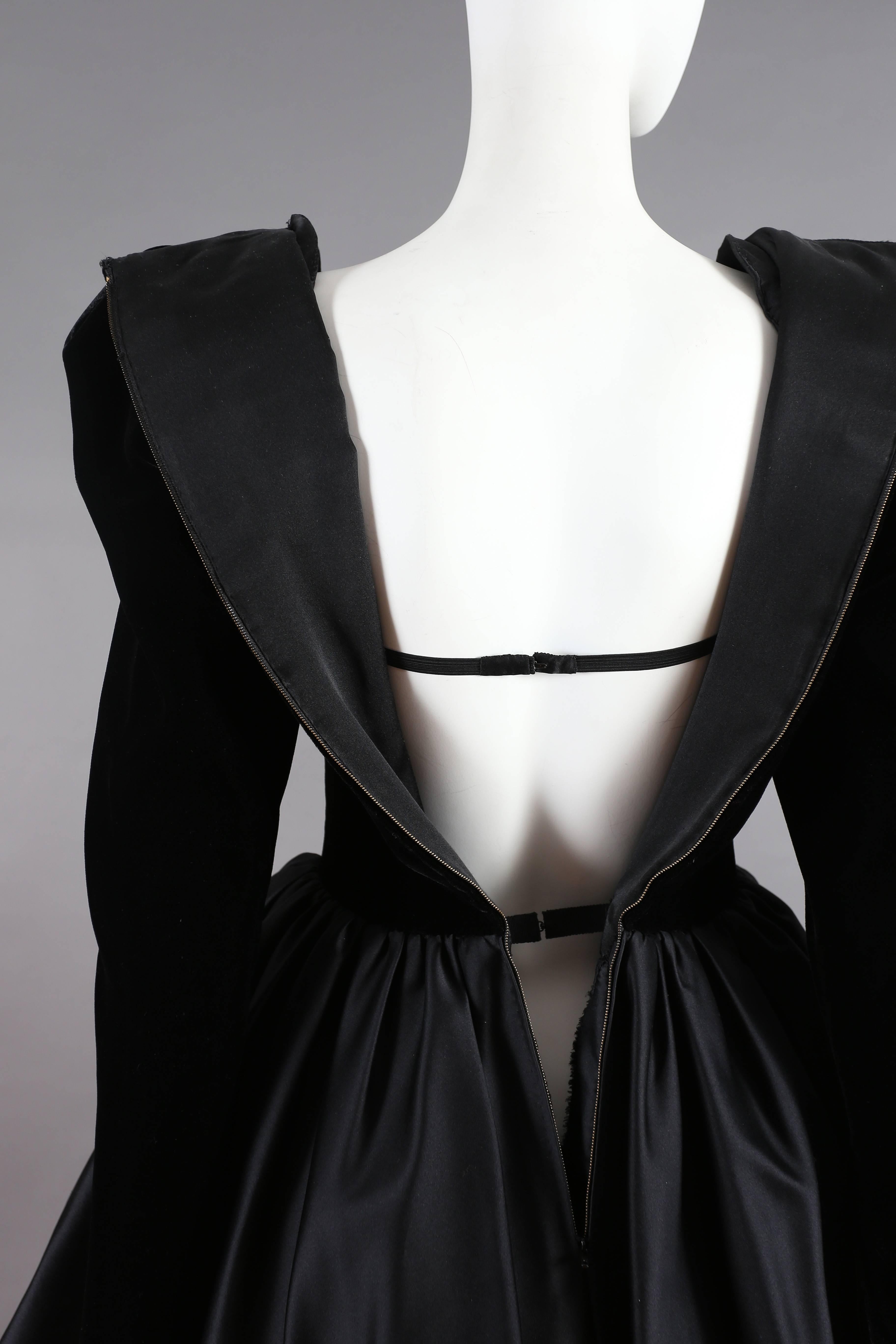 Yves Saint Laurent Haute Couture black velvet cocktail dress, circa 1981 2