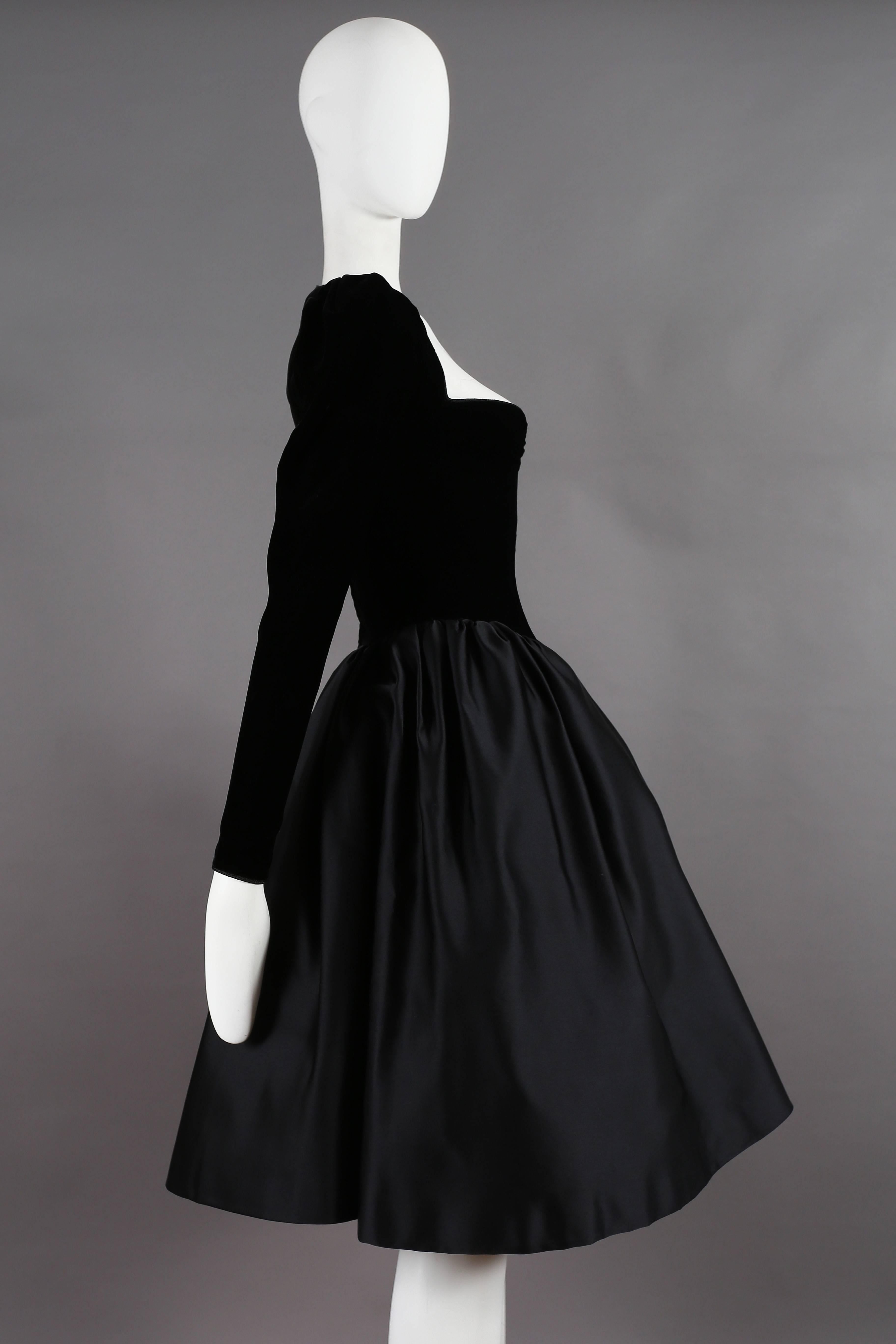 Women's Yves Saint Laurent Haute Couture black velvet cocktail dress, circa 1981