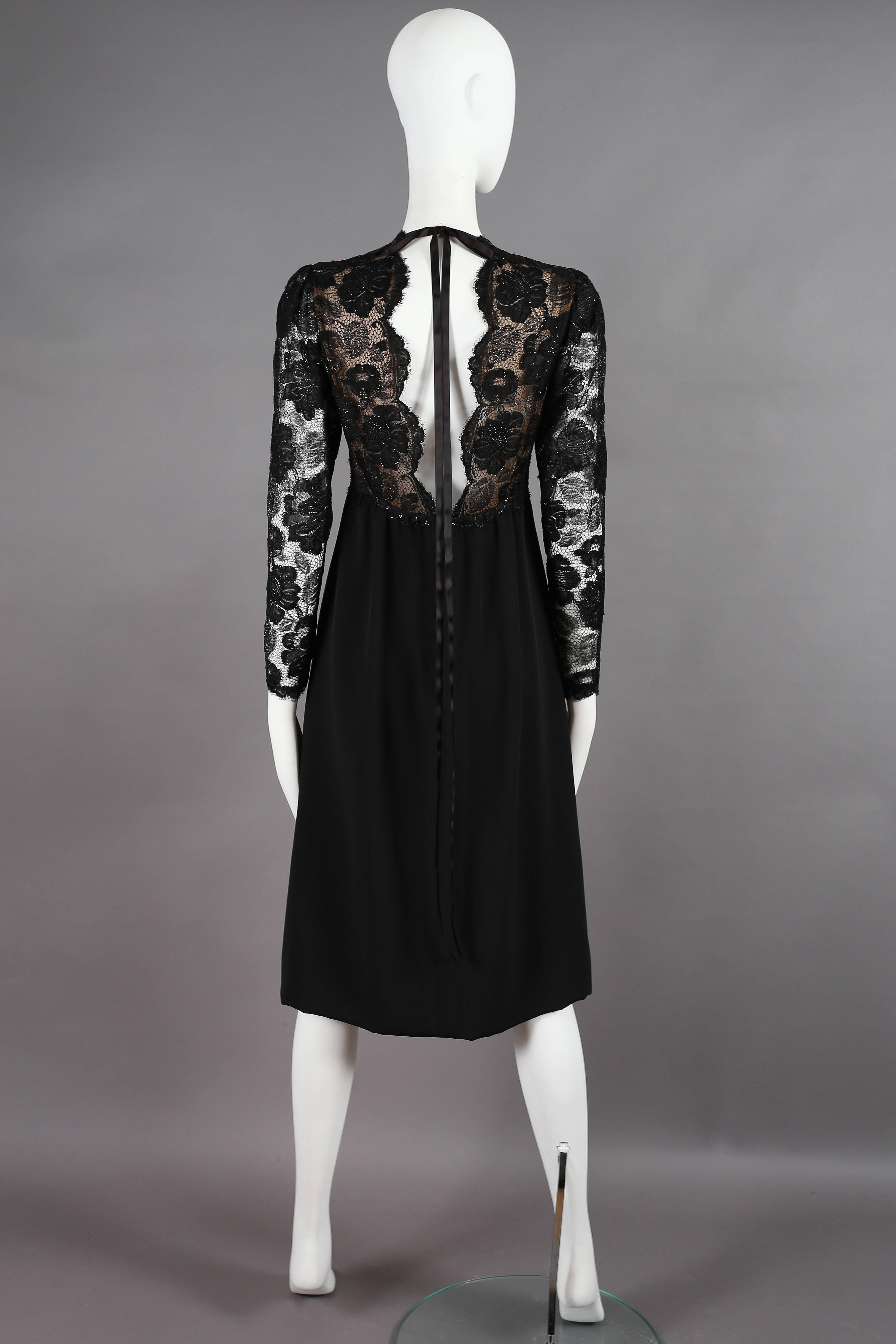Women's Yves Saint Laurent Haute Couture black lace cocktail dress, circa 1979