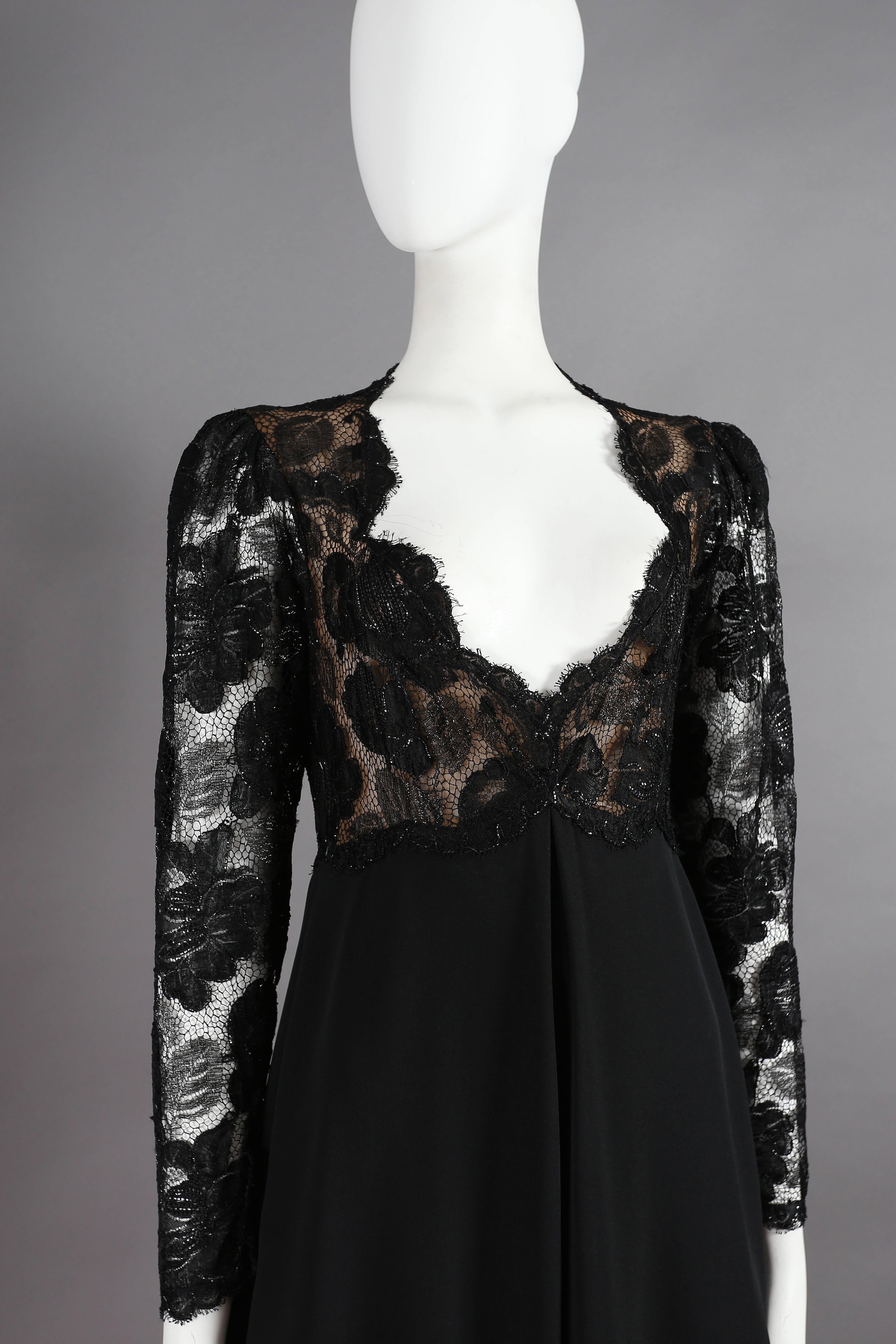 Yves Saint Laurent Haute Couture black lace cocktail dress, circa 1979 In Excellent Condition In London, GB