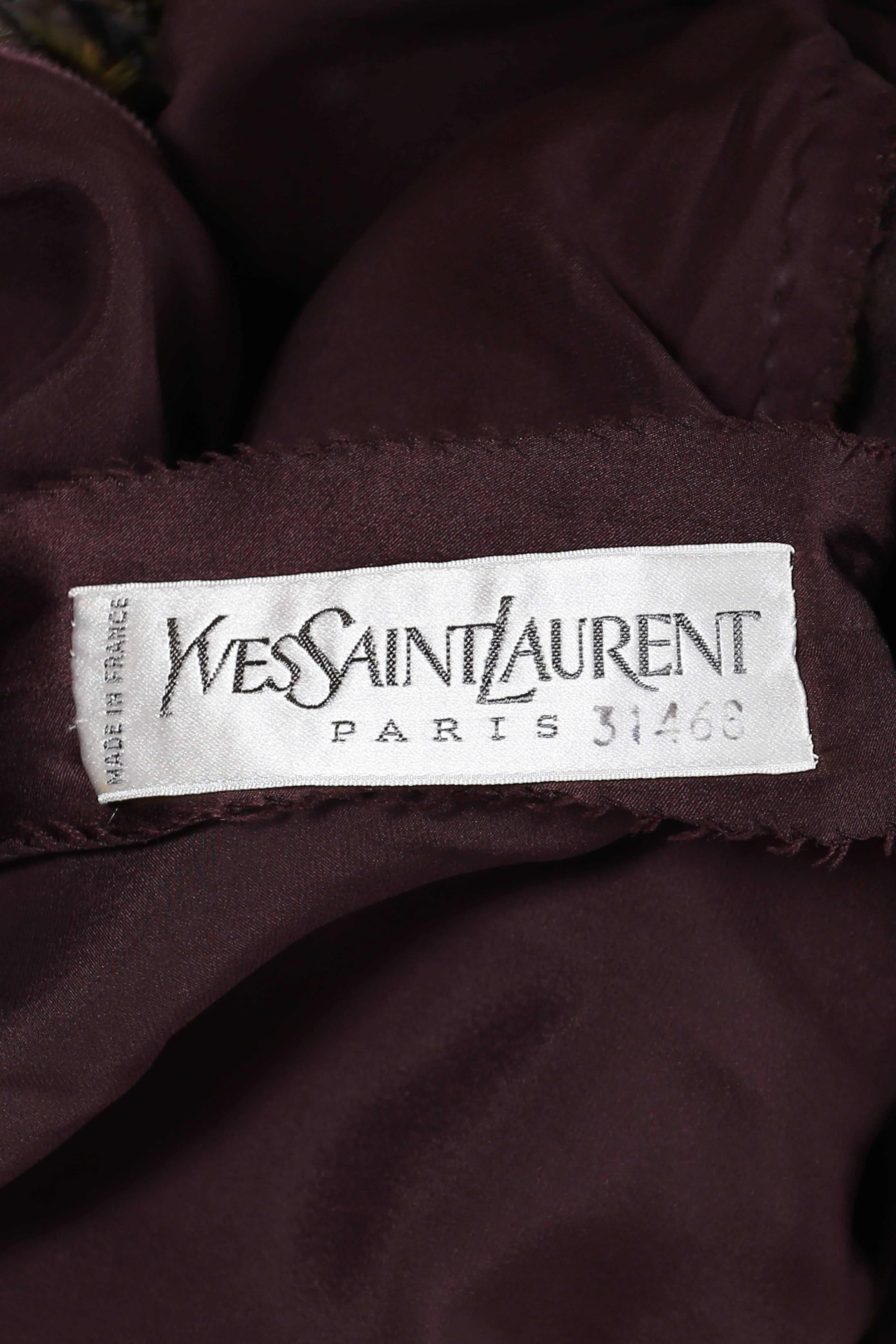 Yves Saint Laurent Haute Couture silk evening dress with feather trim, fw 1969 For Sale 2