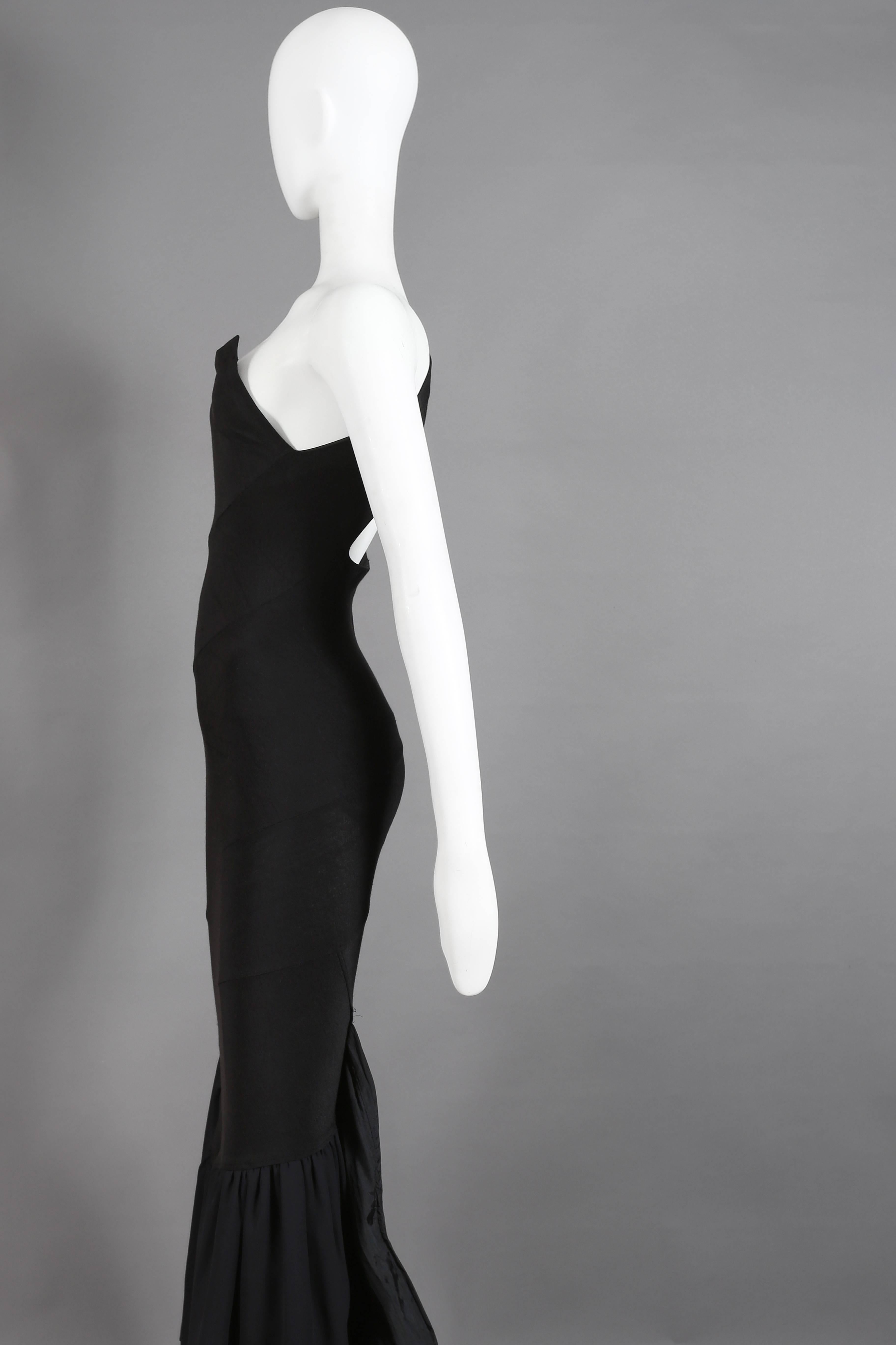 Black Comme des Garcons bias cut knitted gown with fish tale skirt, circa 1986