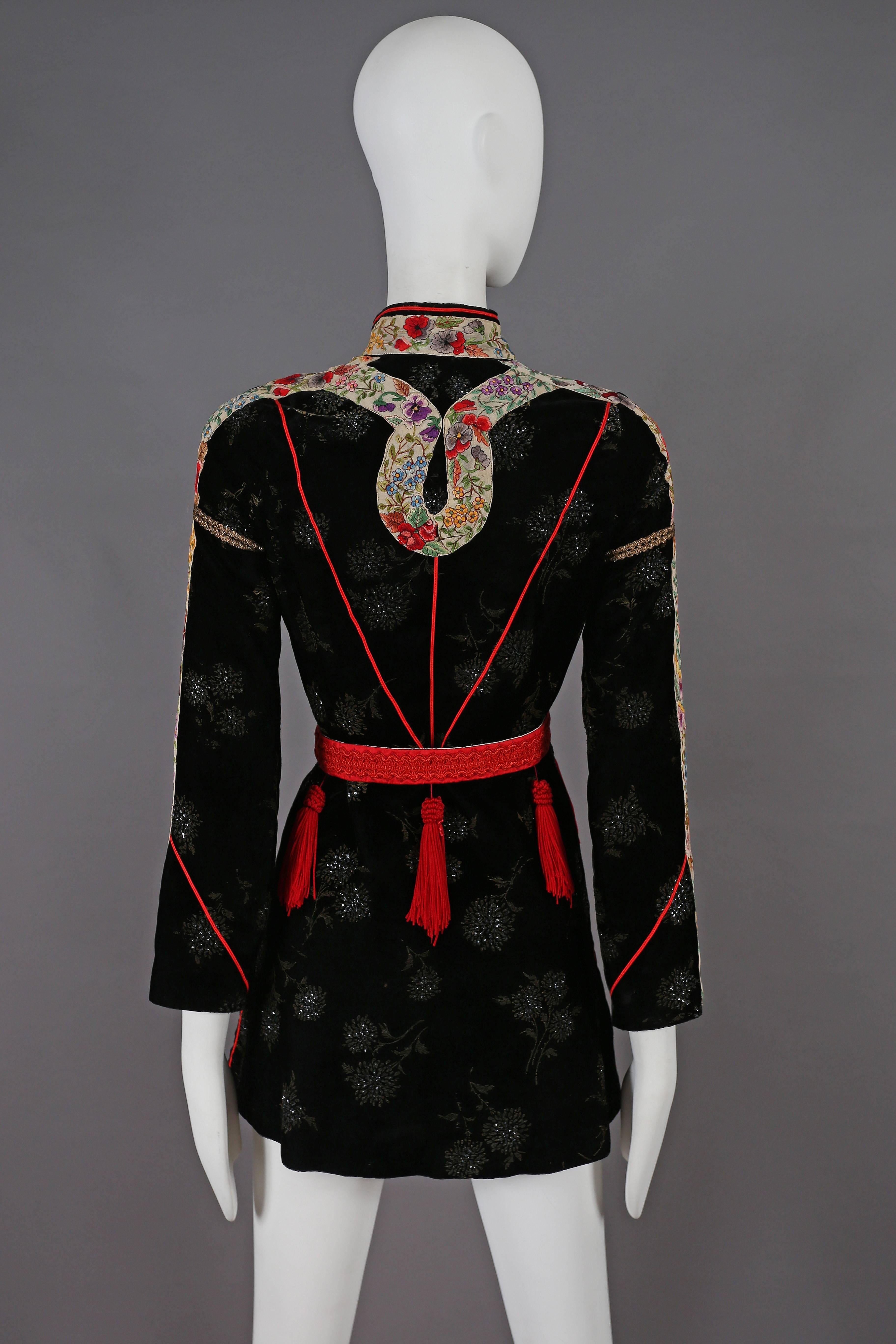 Thea Porter Couture black velvet embroidered evening jacket, circa 1960s 2