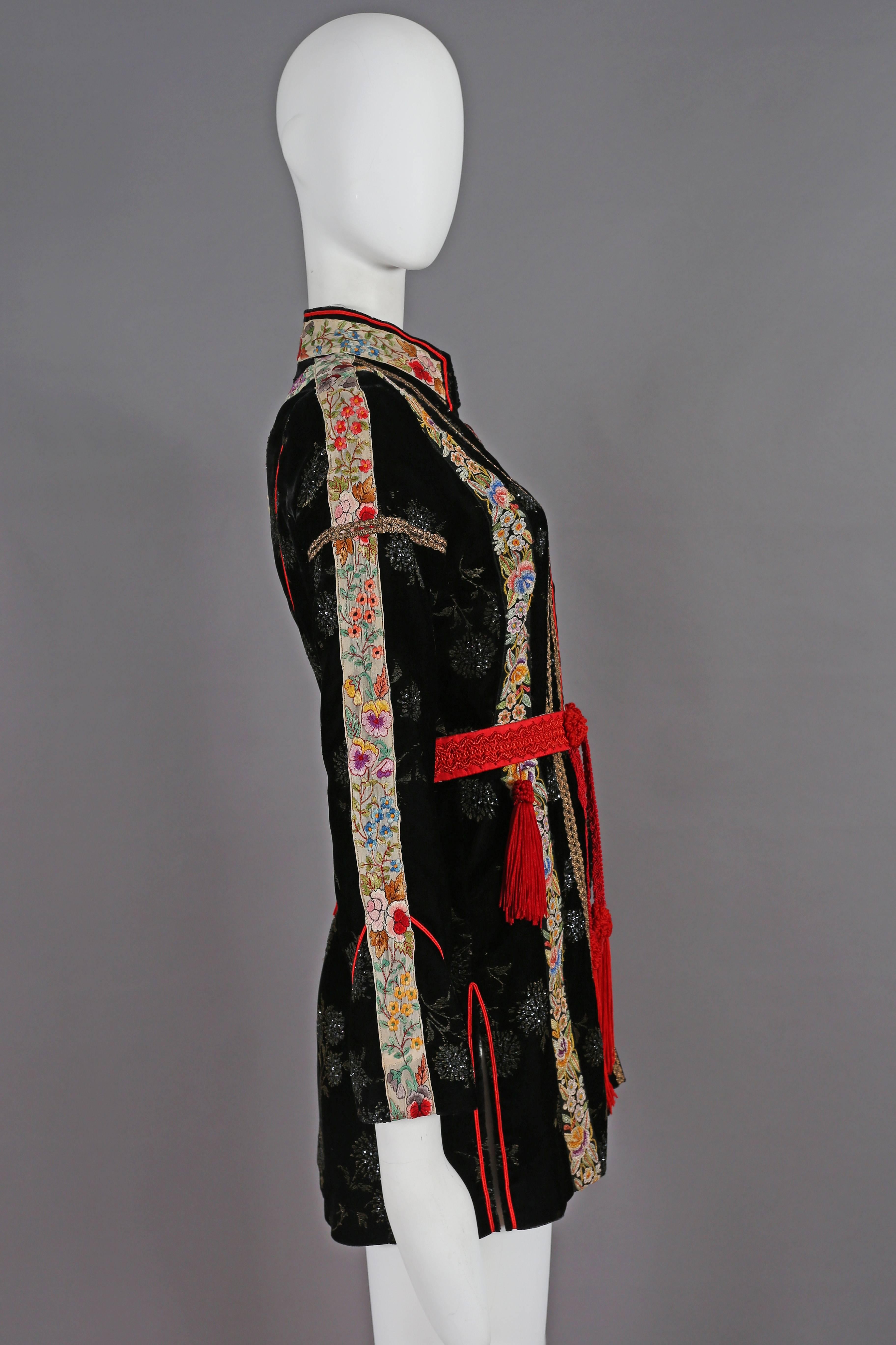 Women's Thea Porter Couture black velvet embroidered evening jacket, circa 1960s