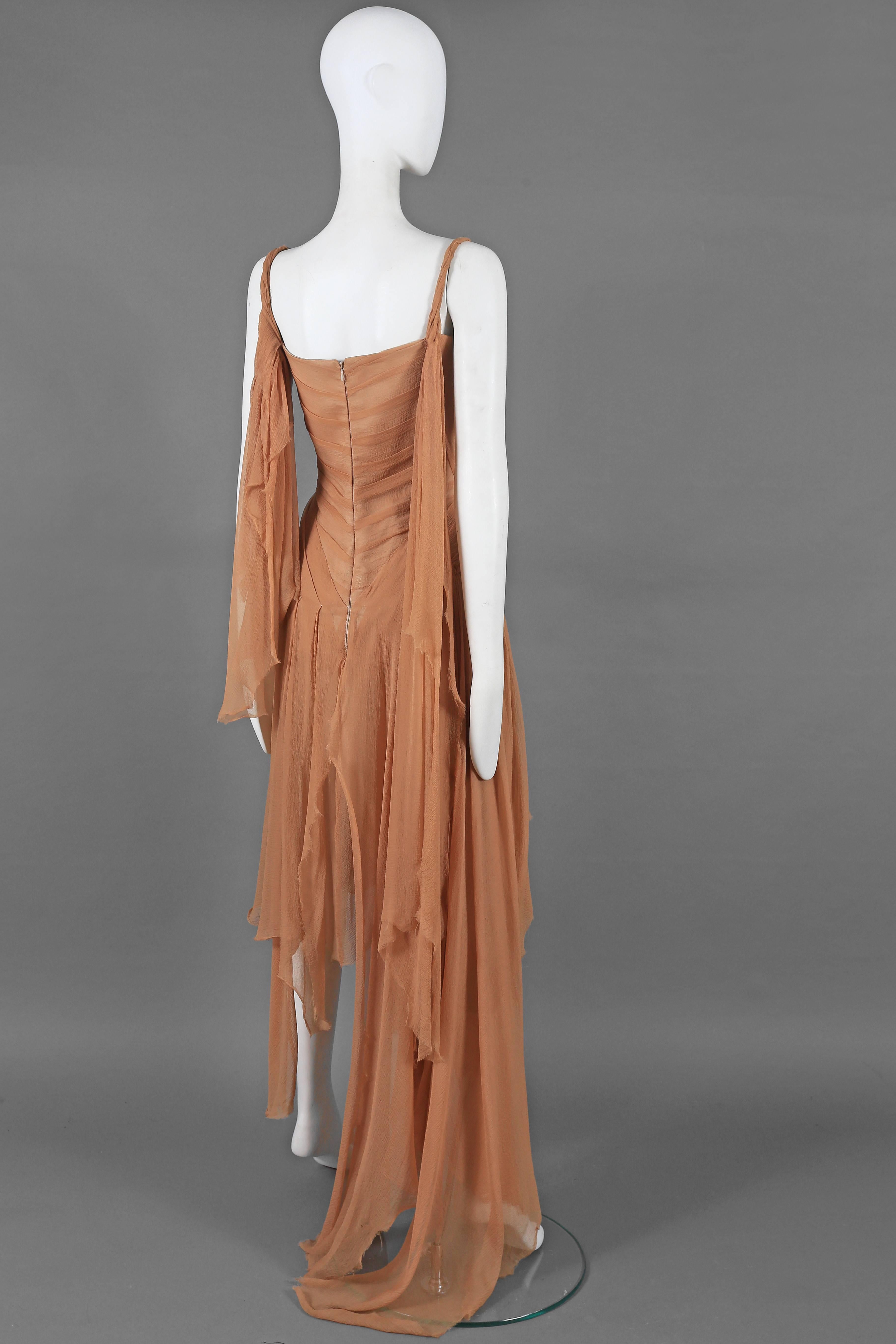 Alexander McQueen nude silk chiffon 'Irere' evening gown, circa 2003 2