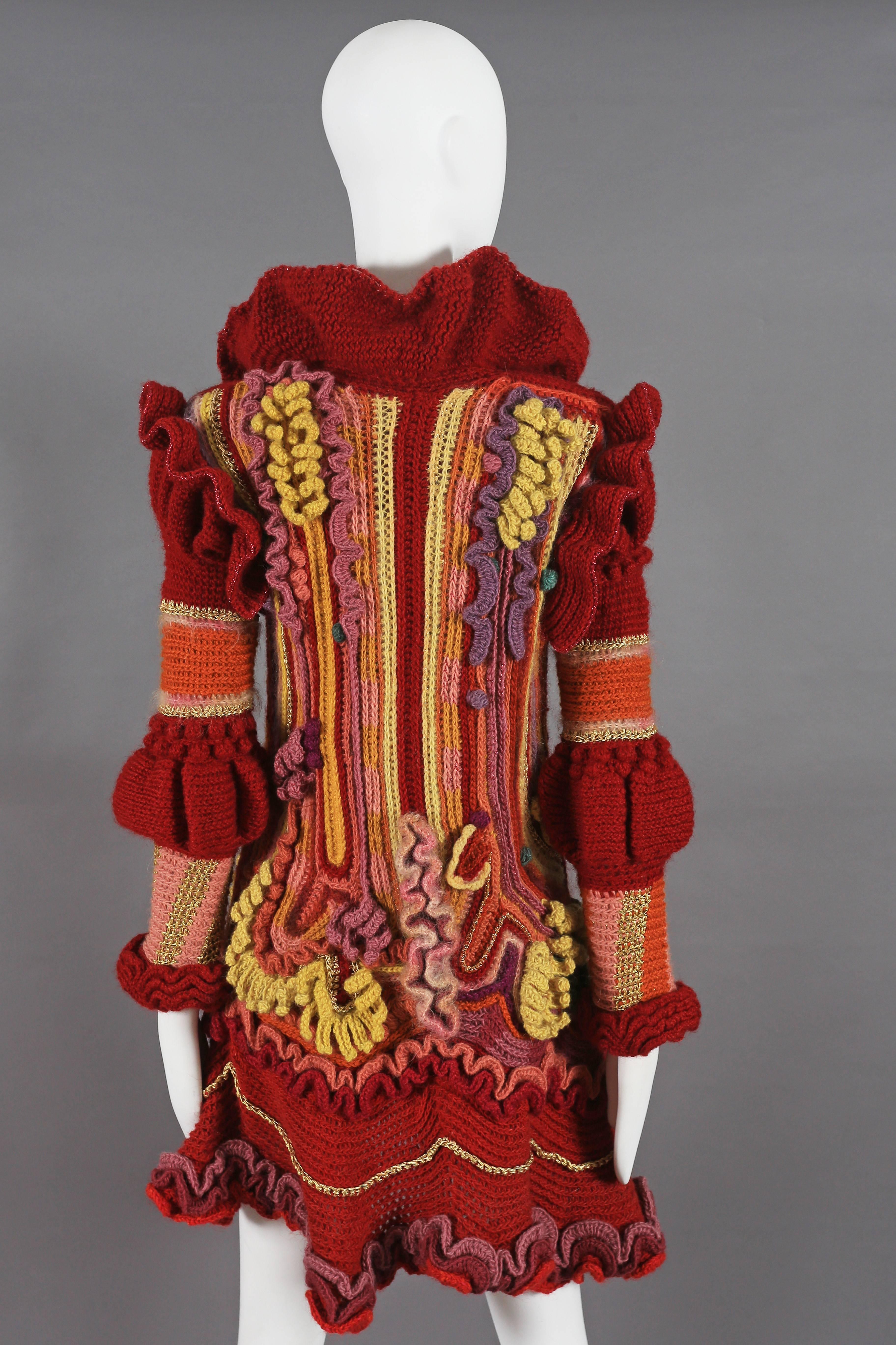 Vintage multicoloured knitted cardigan coat, c. 1960s 3