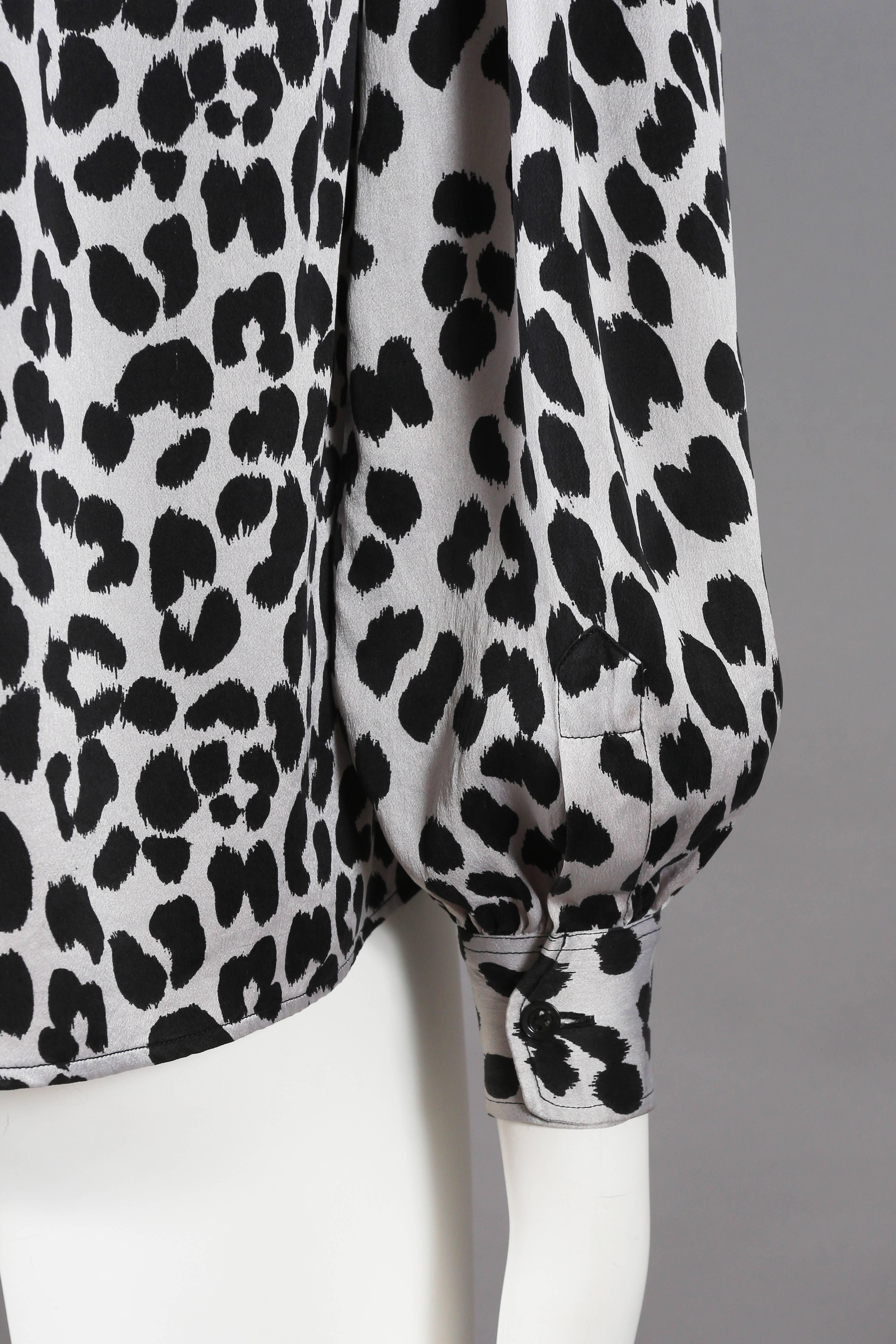 Yves Saint Laurent leopard print pussy bow silk blouse, circa 1970s 1