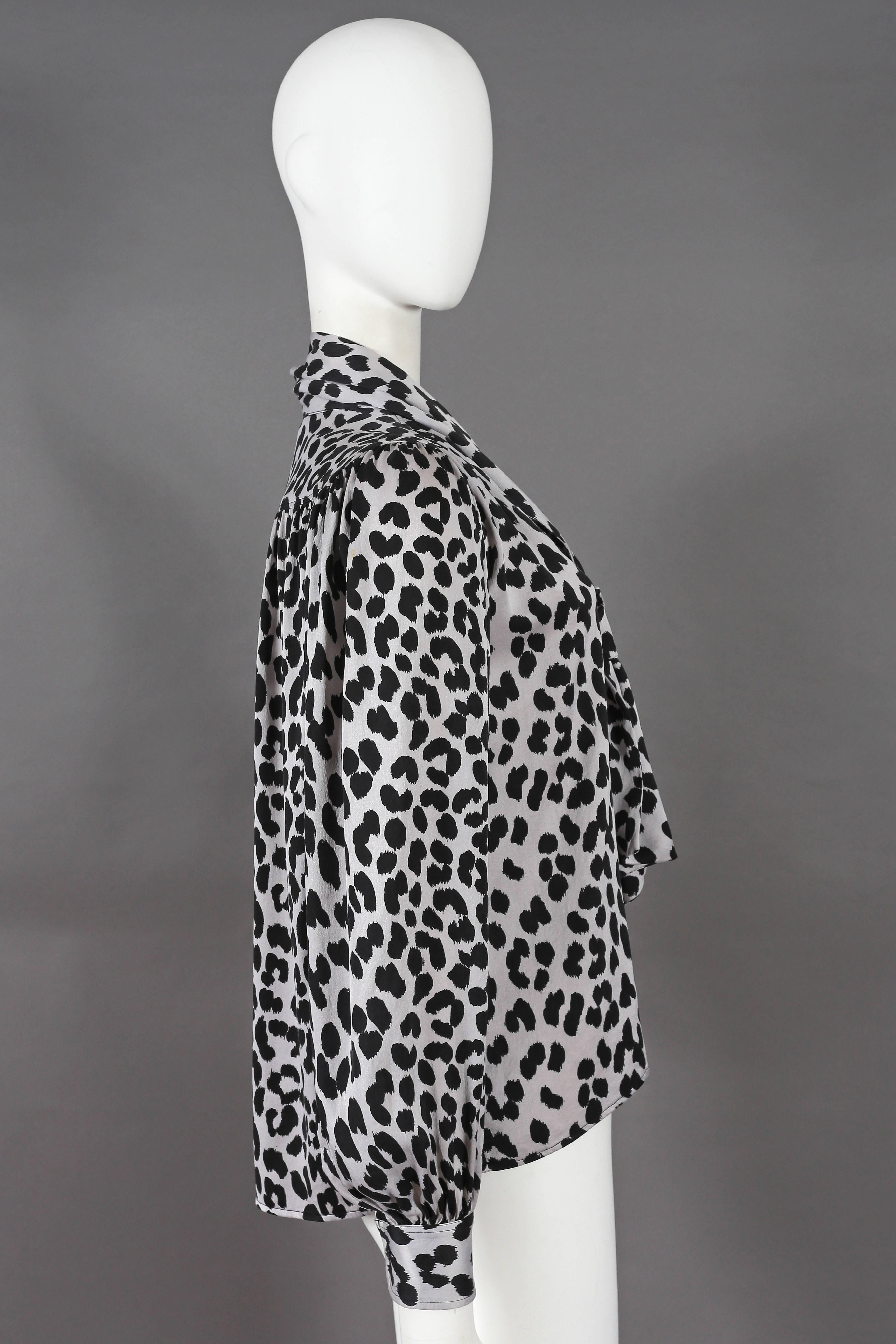 Yves Saint Laurent leopard print pussy bow silk blouse, circa 1970s In Excellent Condition In London, GB