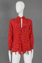 Yves Saint Laurent silk star and moon print pussy bow blouse, circa 1970