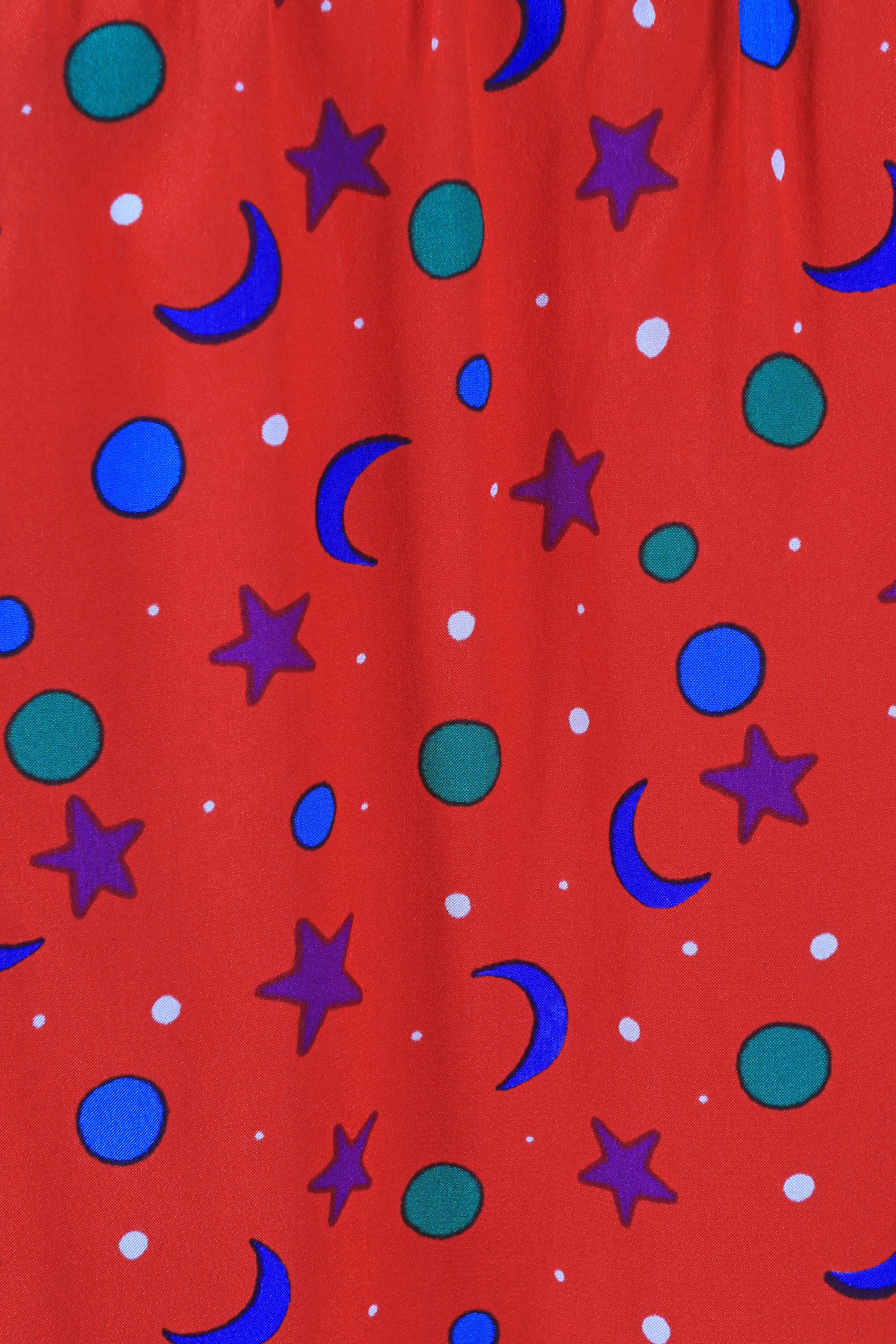 Yves Saint Laurent silk star and moon print pussy bow blouse, circa 1970 3