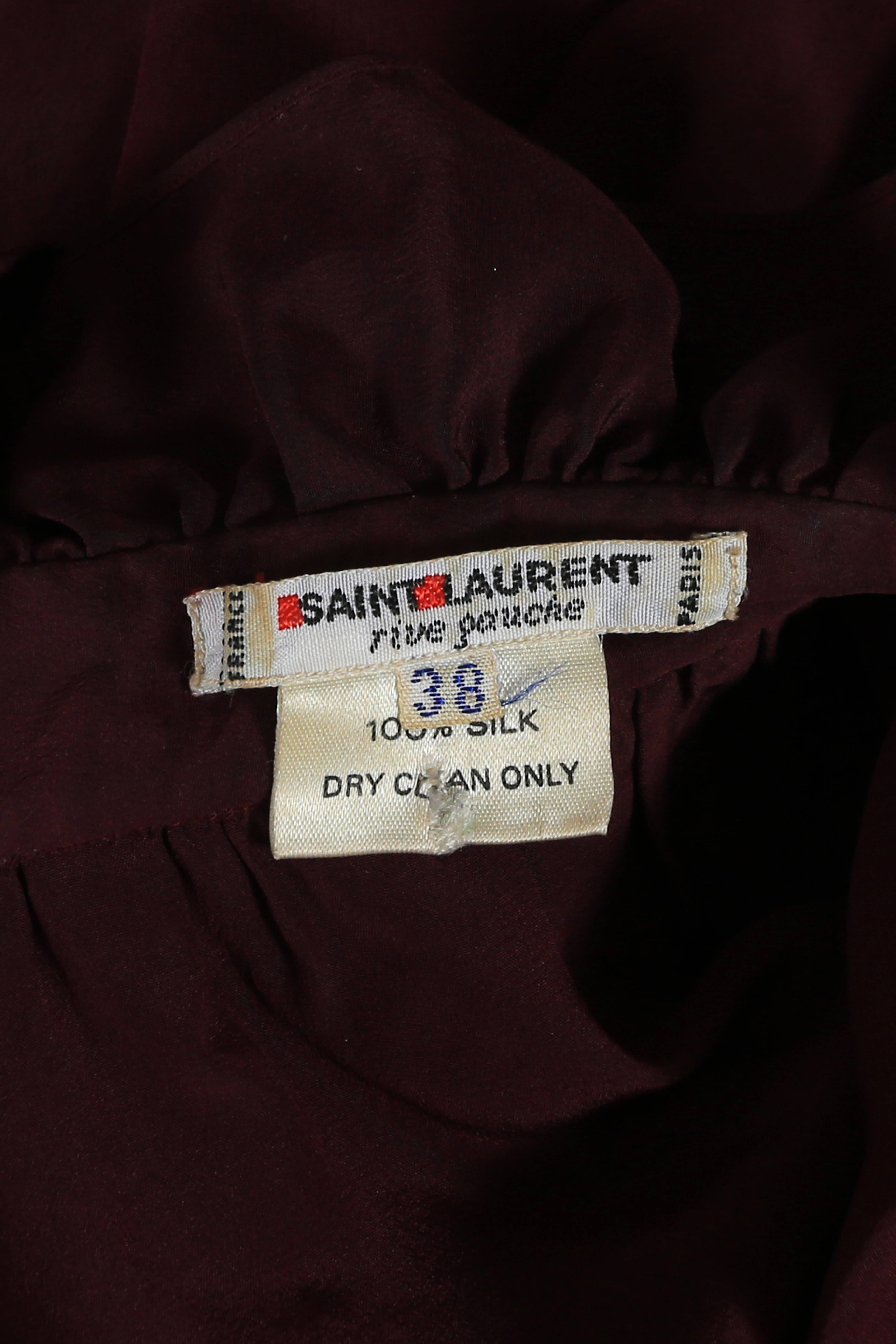 Yves Saint Laurent silk pussy-bow blouse with ruffled collar, circa 1970s 2