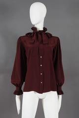 Yves Saint Laurent silk pussy-bow blouse with ruffled collar, circa 1970s