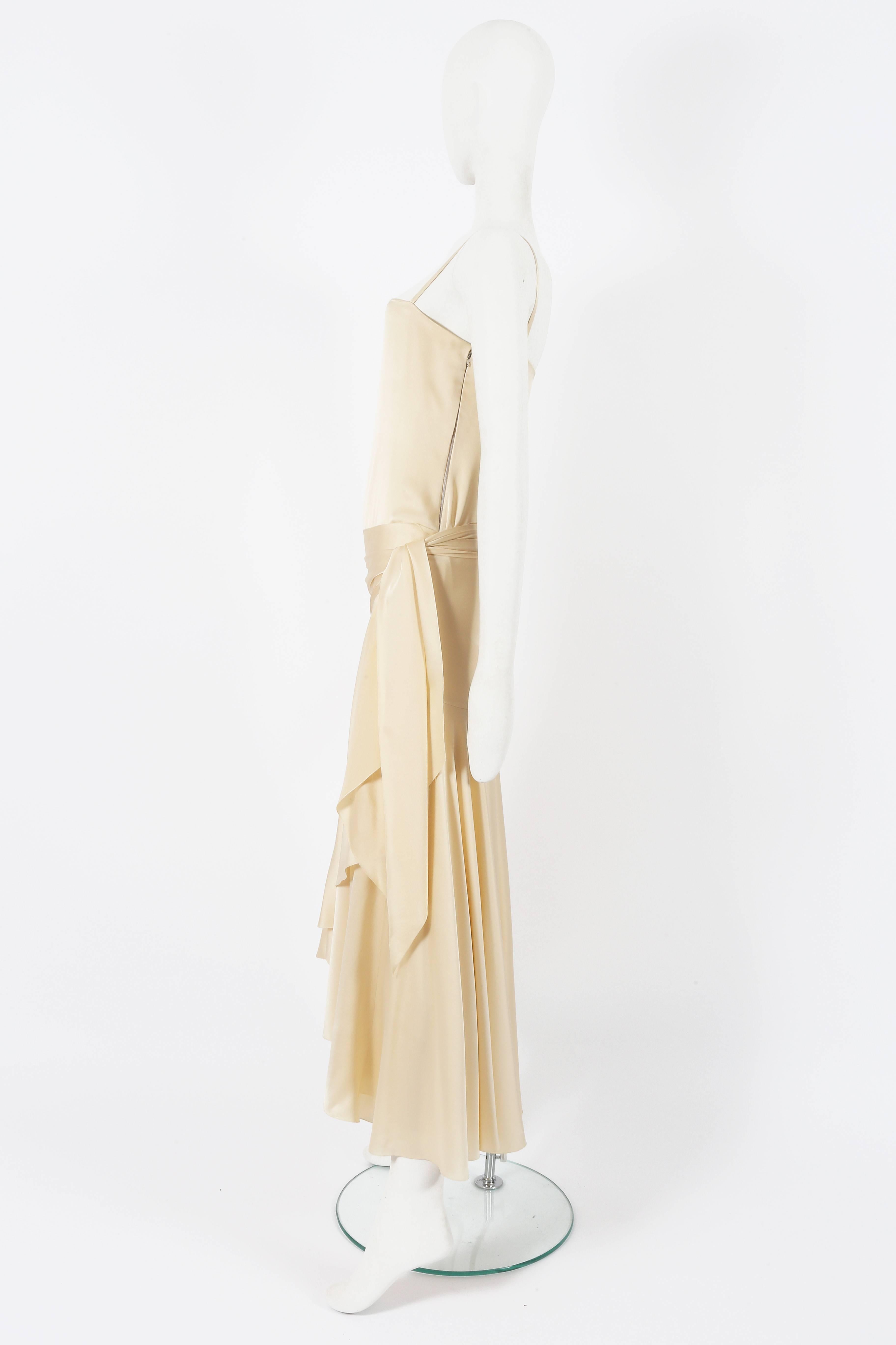 Women's Christian Dior Haute Couture Ivory Silk Evening Dress, circa 1978