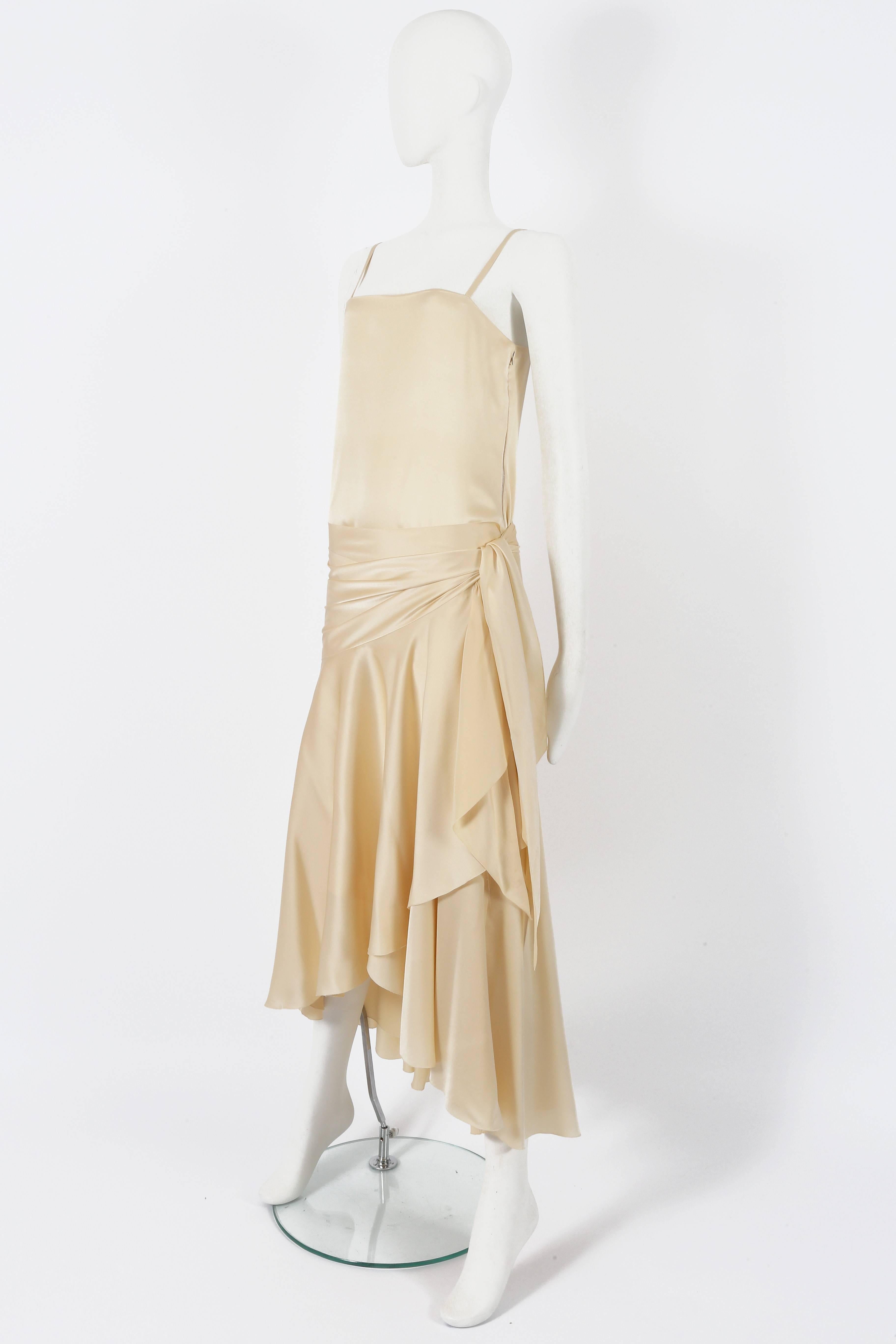 Beige Christian Dior Haute Couture Ivory Silk Evening Dress, circa 1978