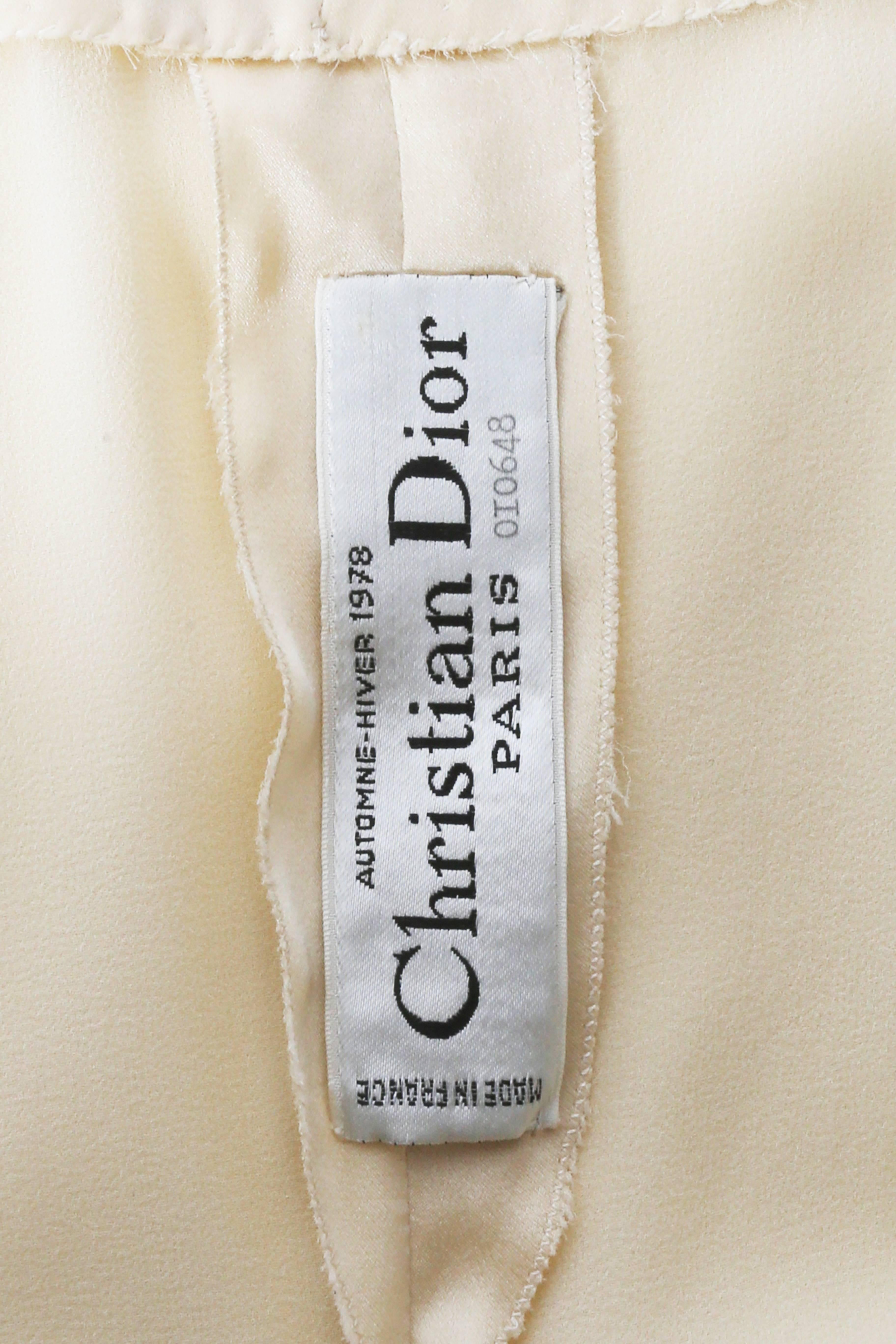 Christian Dior Haute Couture Ivory Silk Evening Dress, circa 1978 3