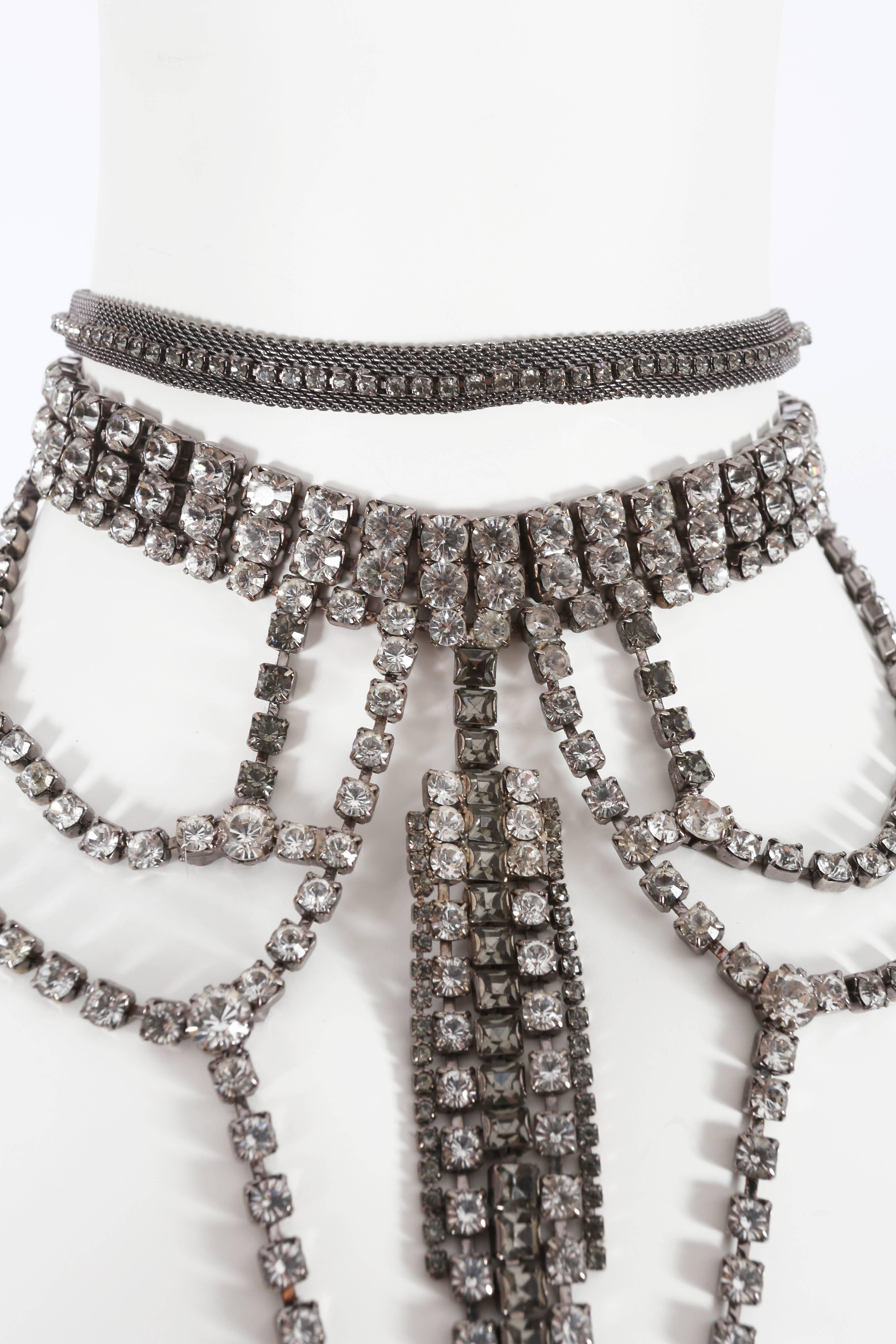 Rhinestone chandelier choker, circa 1970s 1