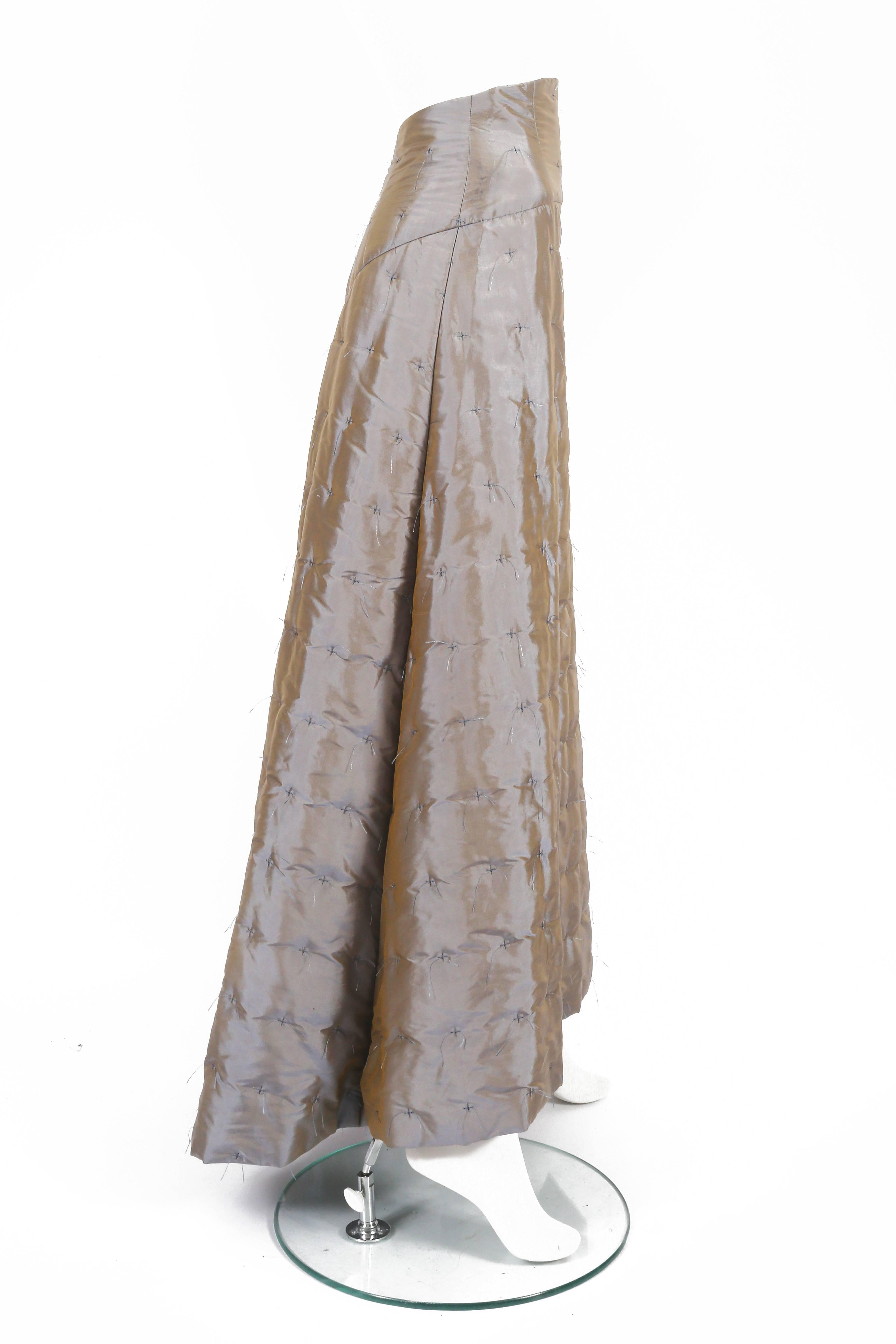 Chanel by Karl Lagerfeld iridescent taffeta quilted evening maxi skirt ...