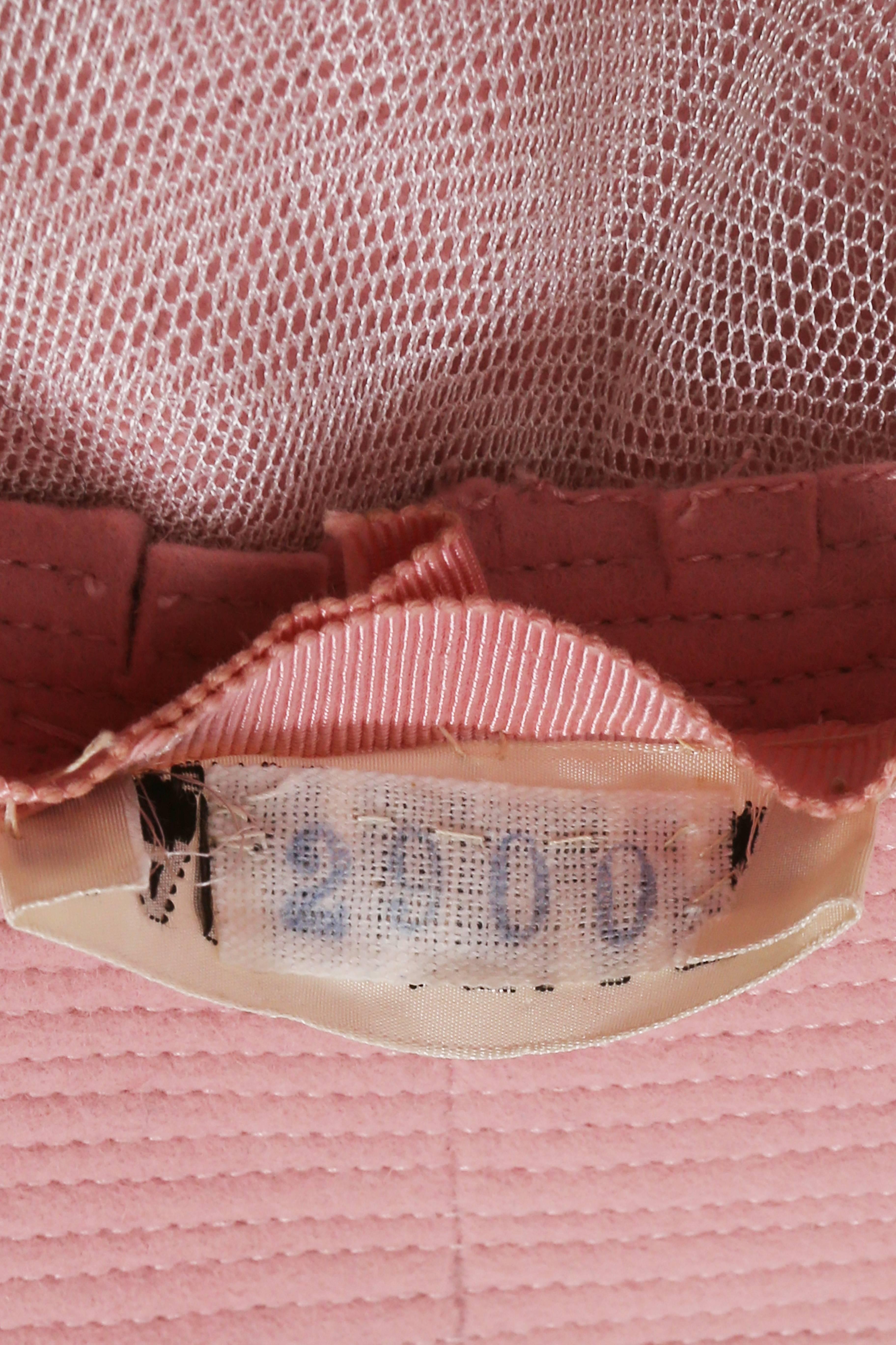 Balenciaga Haute Couture baby pink bowler hat, circa 1961 2