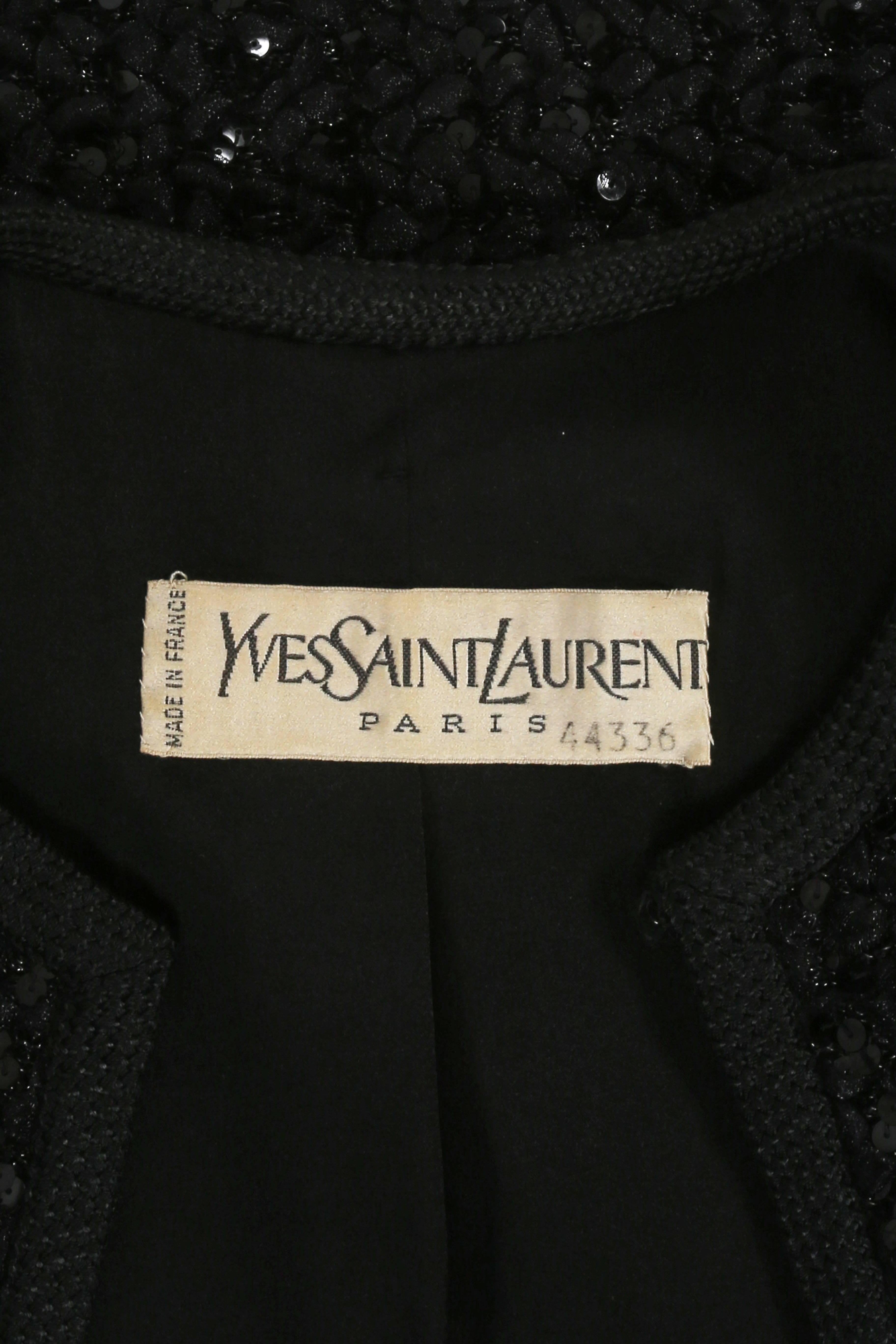 Yves Saint Laurent Haute Couture black sequinned evening jacket, fw 1978 For Sale 1