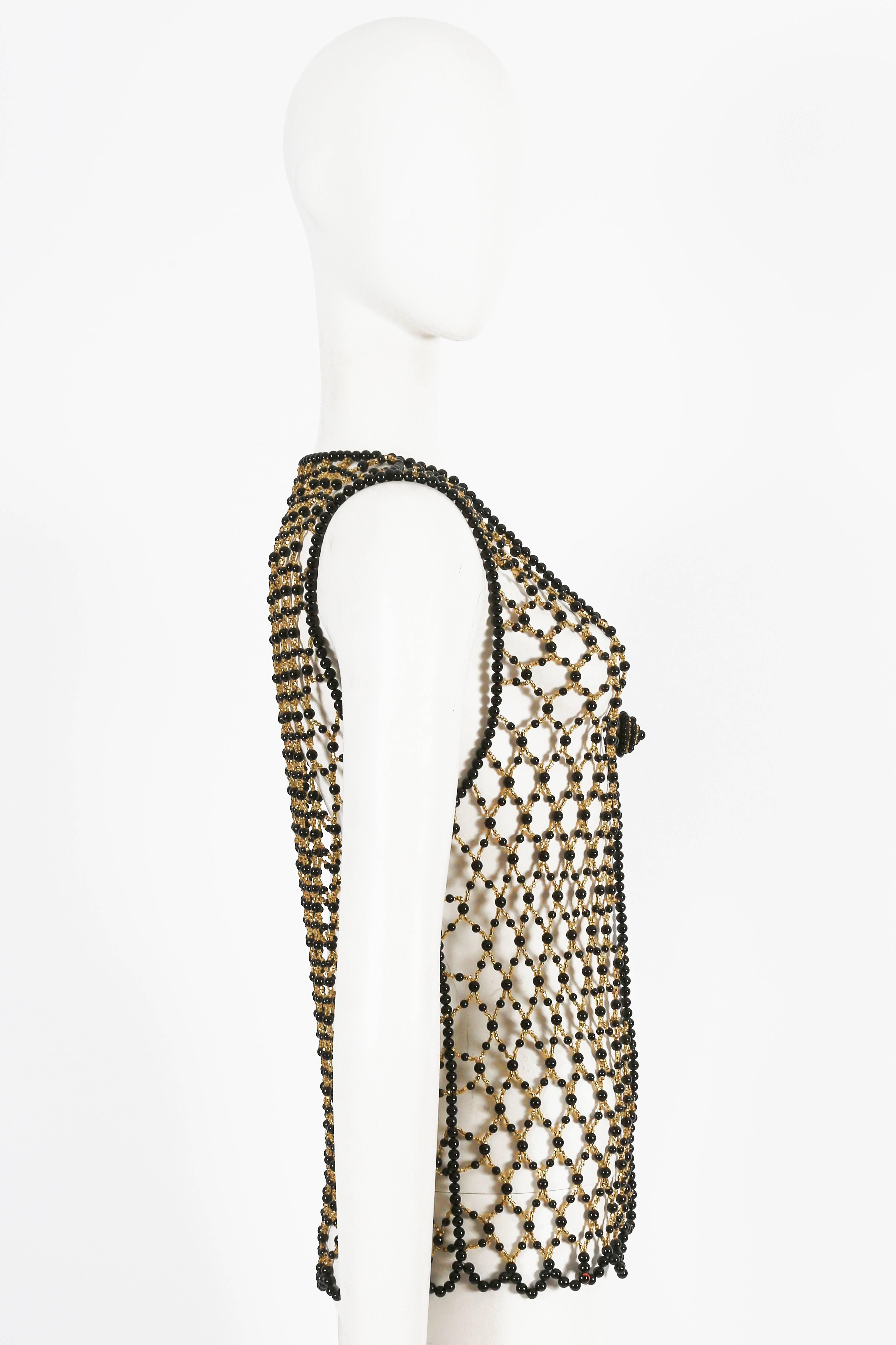 Black and gold beaded net evening gillet, circa 1960s 1