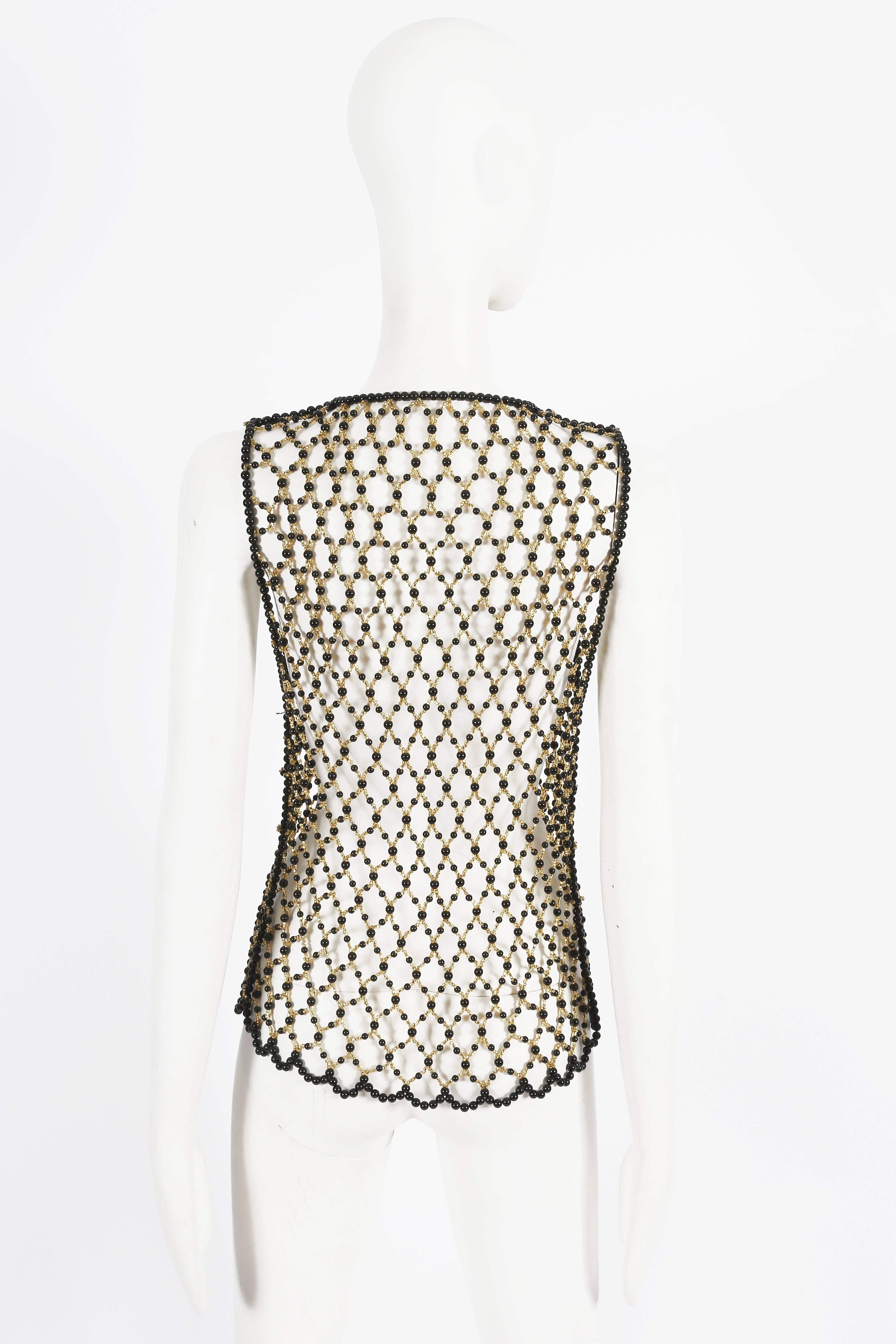 Black and gold beaded net evening gillet, circa 1960s 2