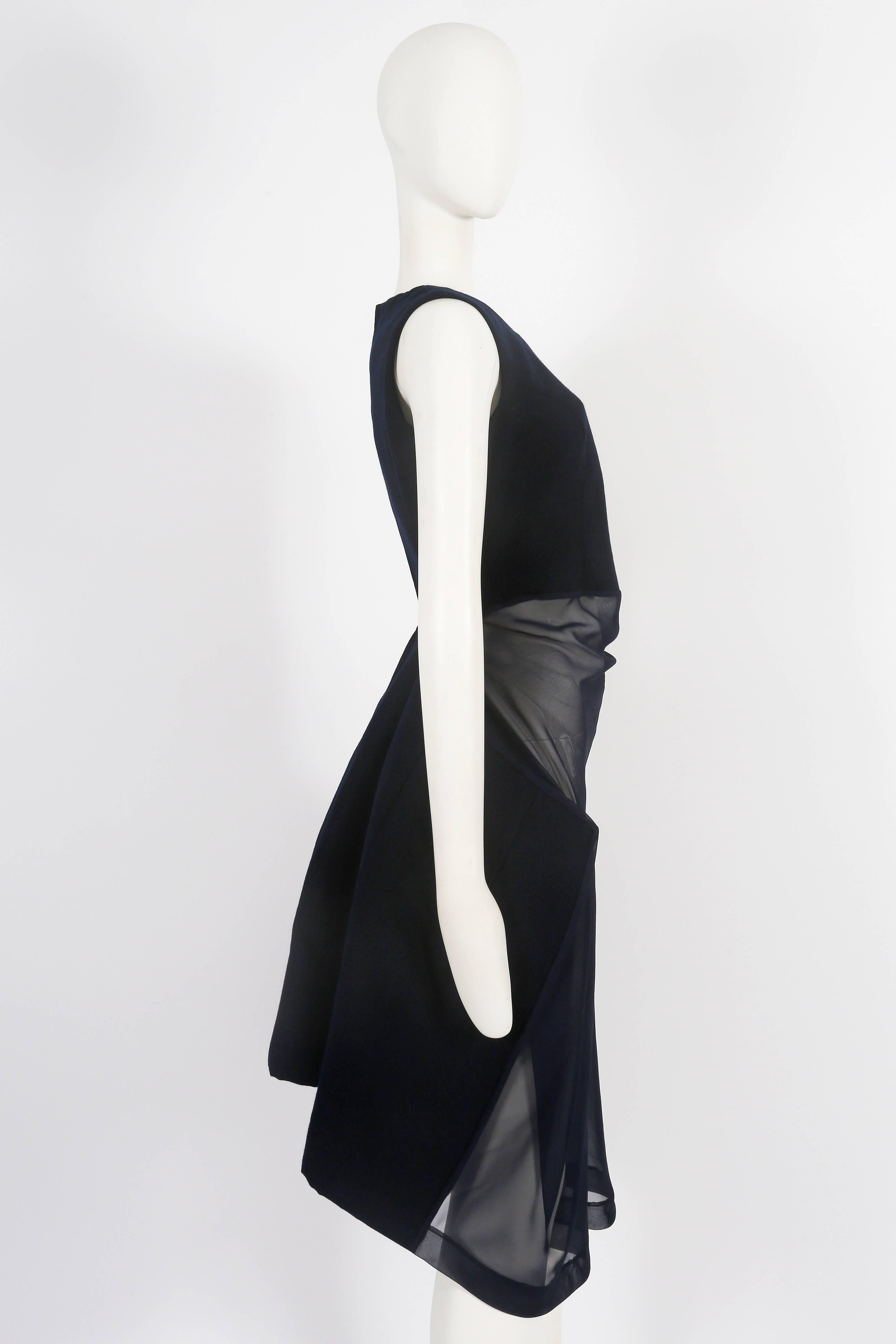 Women's Comme des Garcons deconstructed wool and chiffon dress, fw 1997 For Sale
