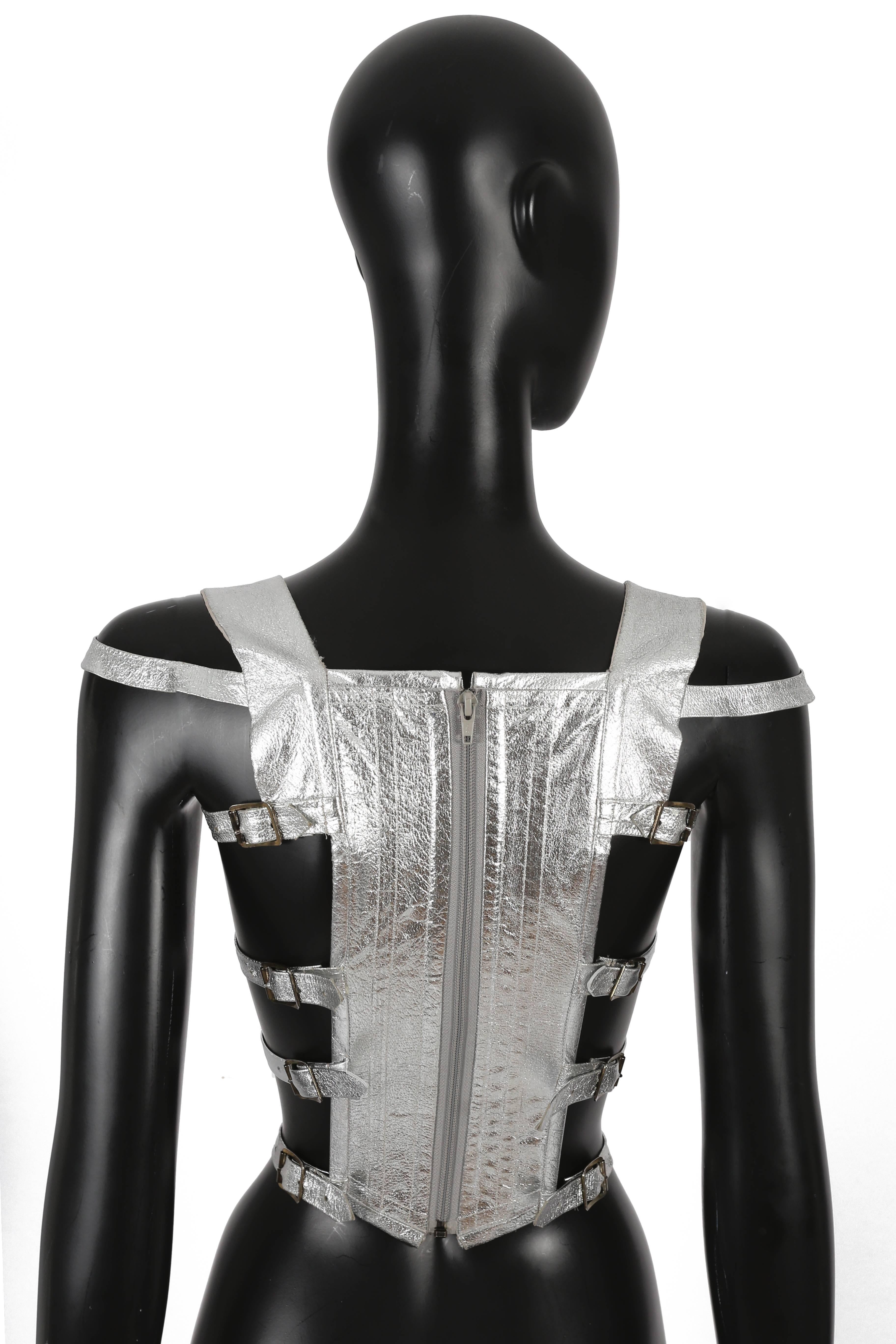Vivienne Westwood Silver Leather 'Time Machine' Bondage Corset, circa 1988 In Good Condition In London, GB