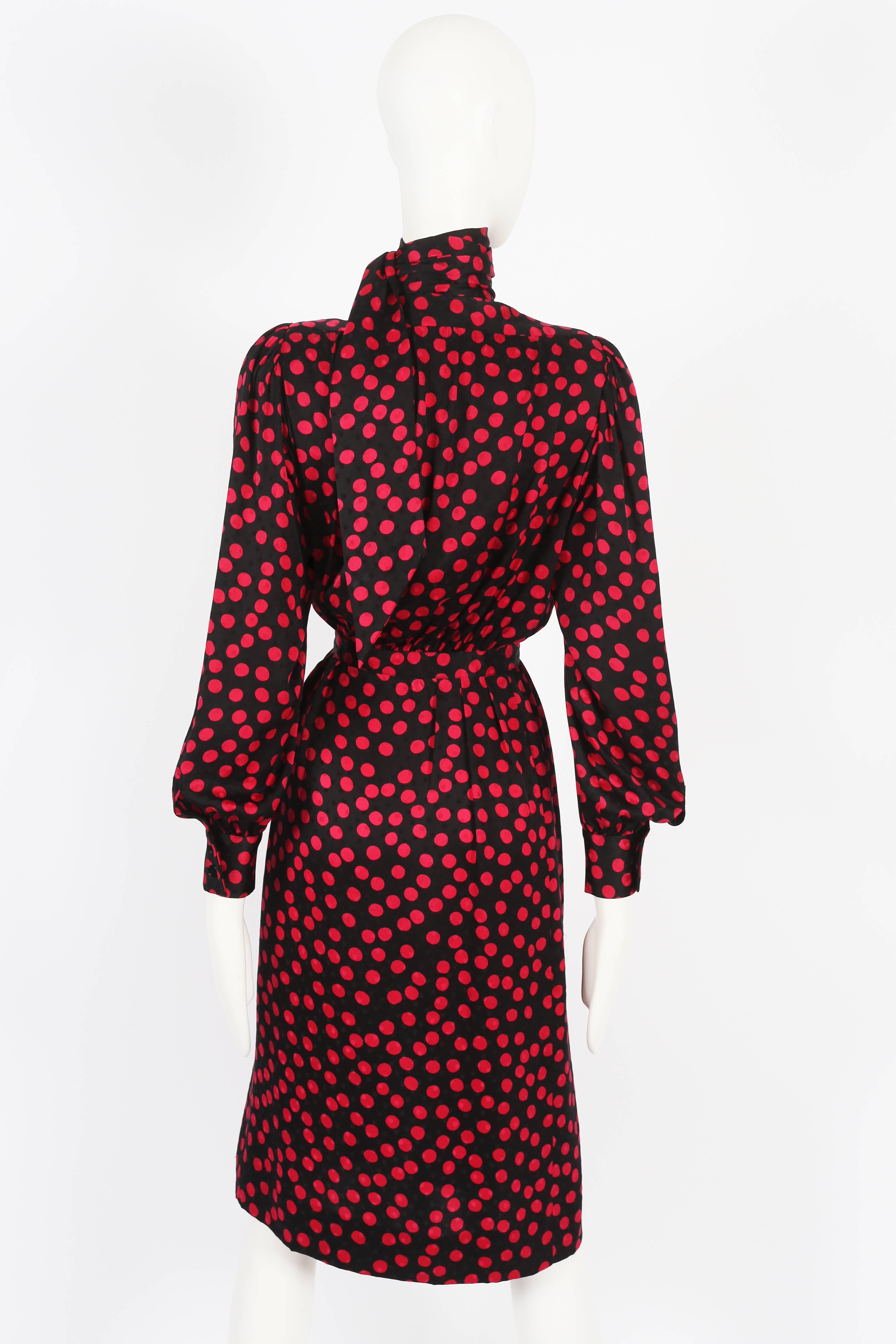 Yves Saint Laurent silk polka dot evening wrap dress, circa 1970s 3