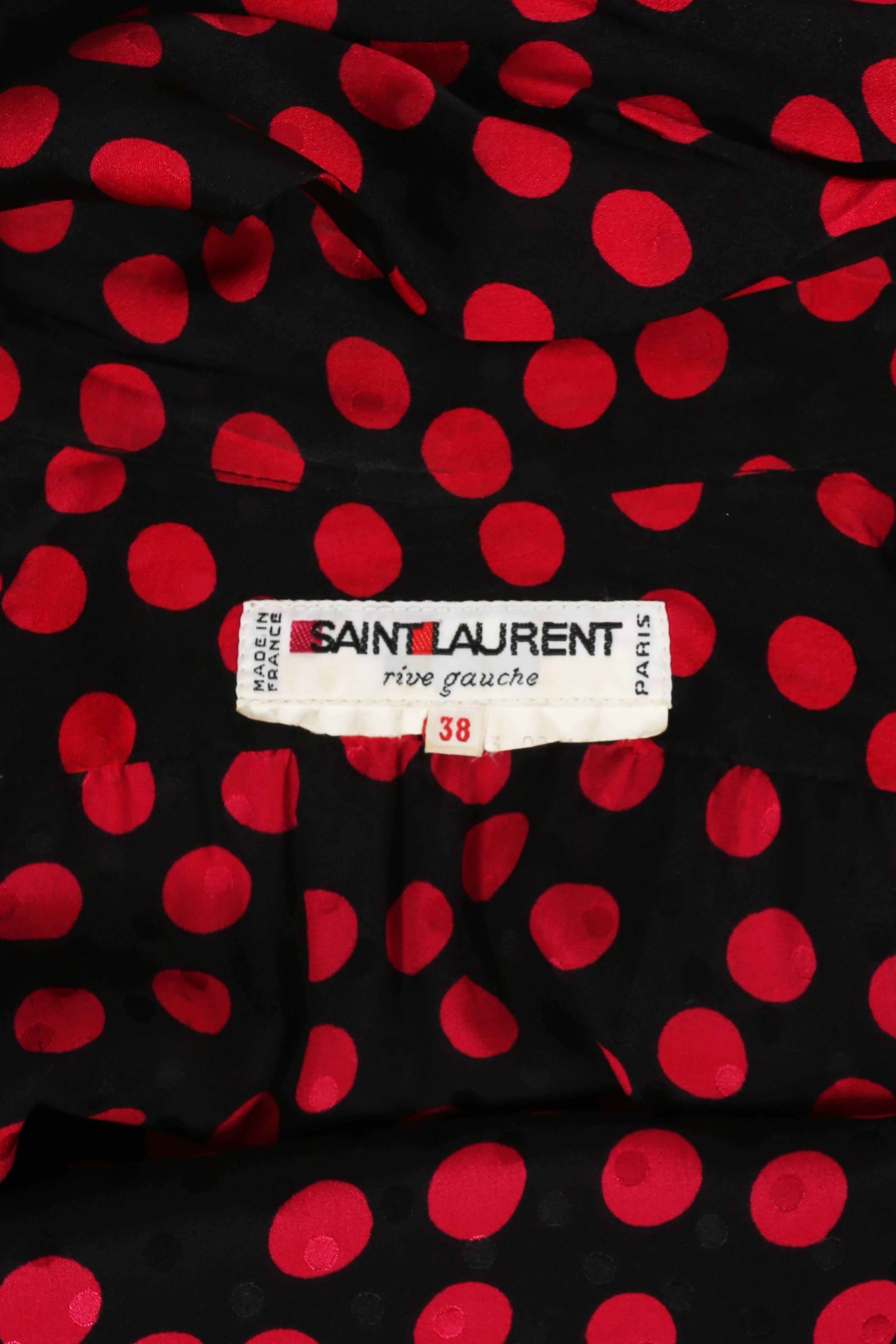 Yves Saint Laurent silk polka dot evening wrap dress, circa 1970s 4