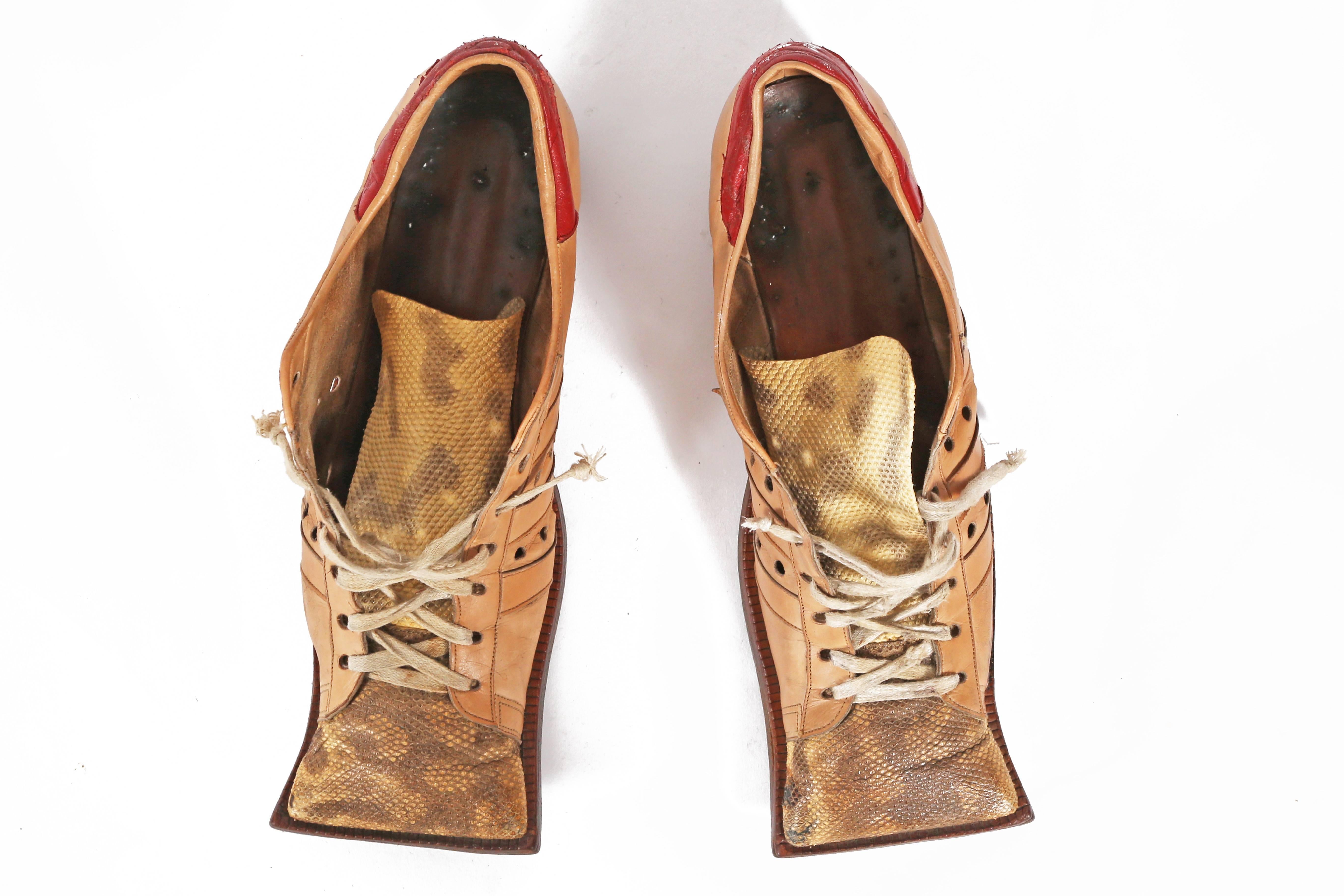 Women's or Men's Worlds End 'Savages' hammerhead lizard skin shoes, circa 1982