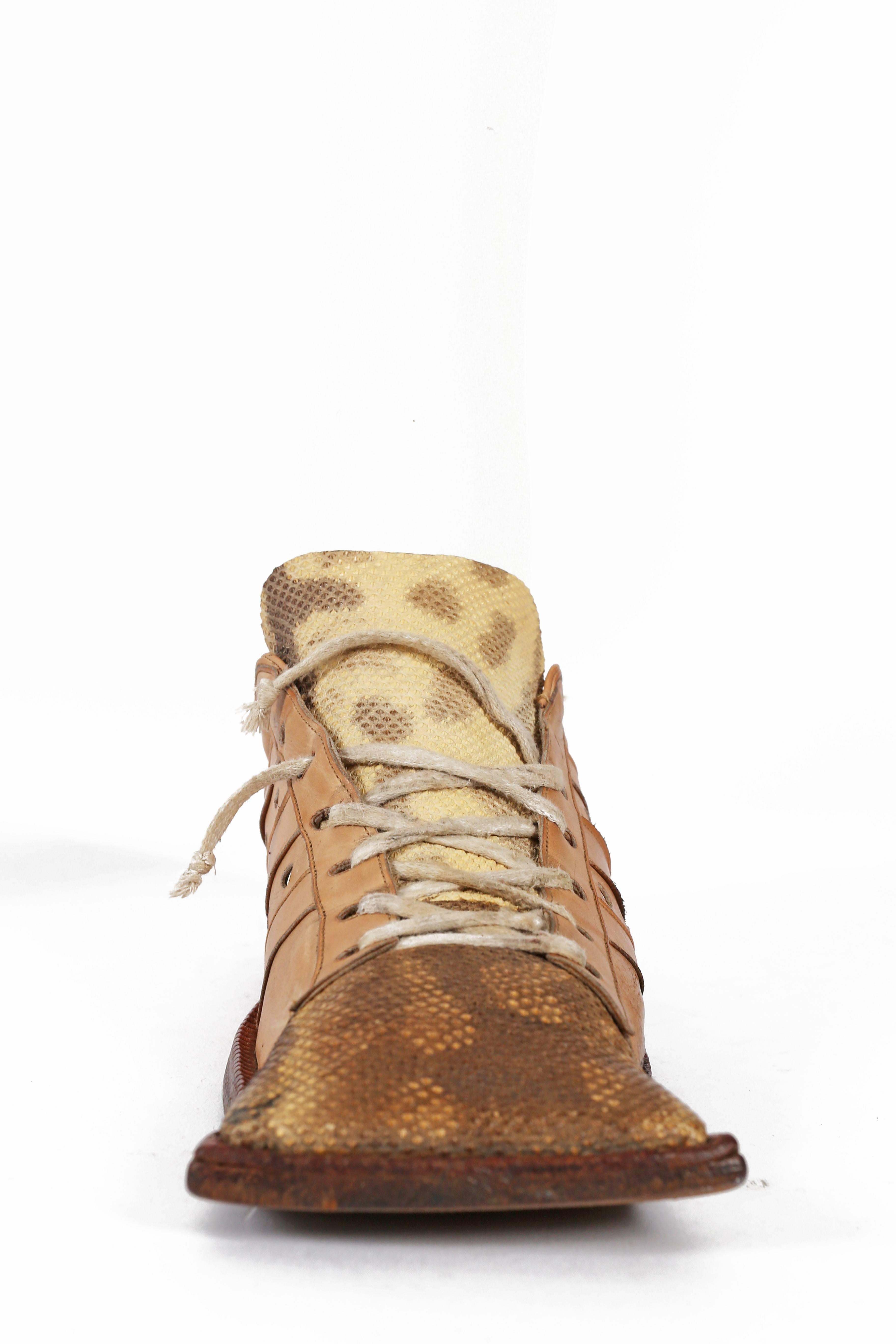 Brown Worlds End 'Savages' hammerhead lizard skin shoes, circa 1982
