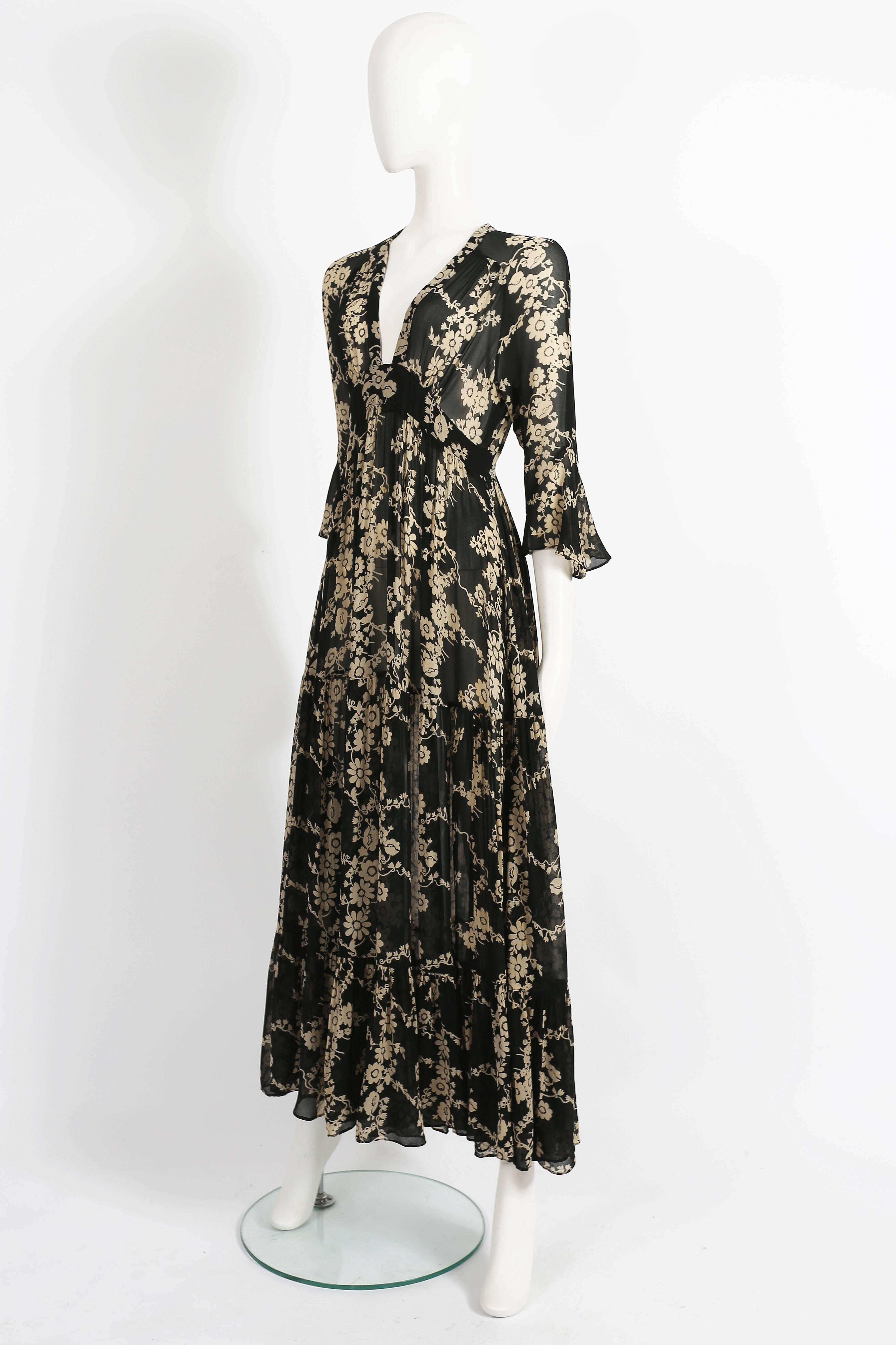 Women's Ossie Clark 'Soviet Rose' chiffon dress with Celia Birtwell print, circa 1972