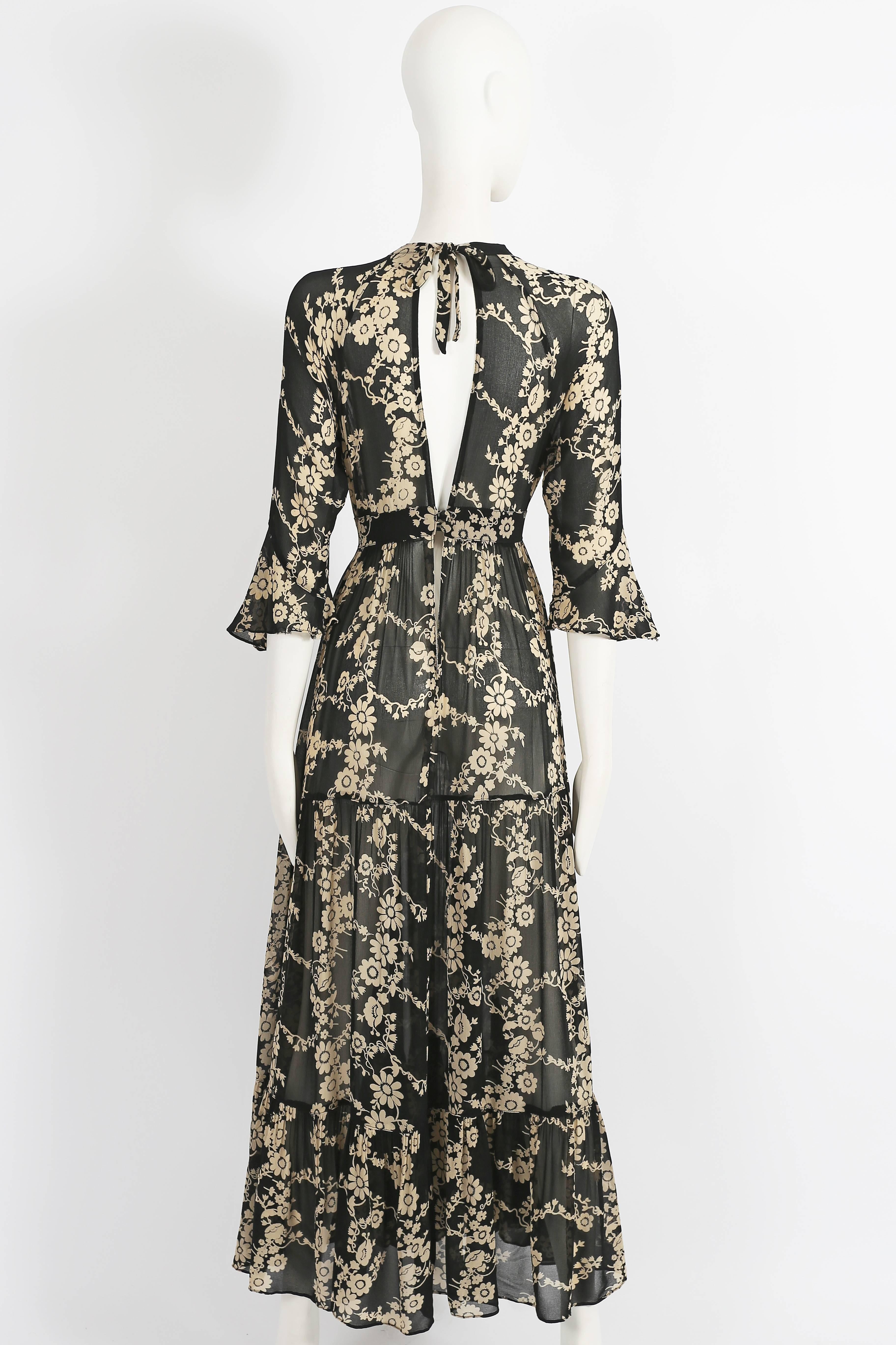 Ossie Clark 'Soviet Rose' chiffon dress with Celia Birtwell print, circa 1972 In Good Condition In London, GB