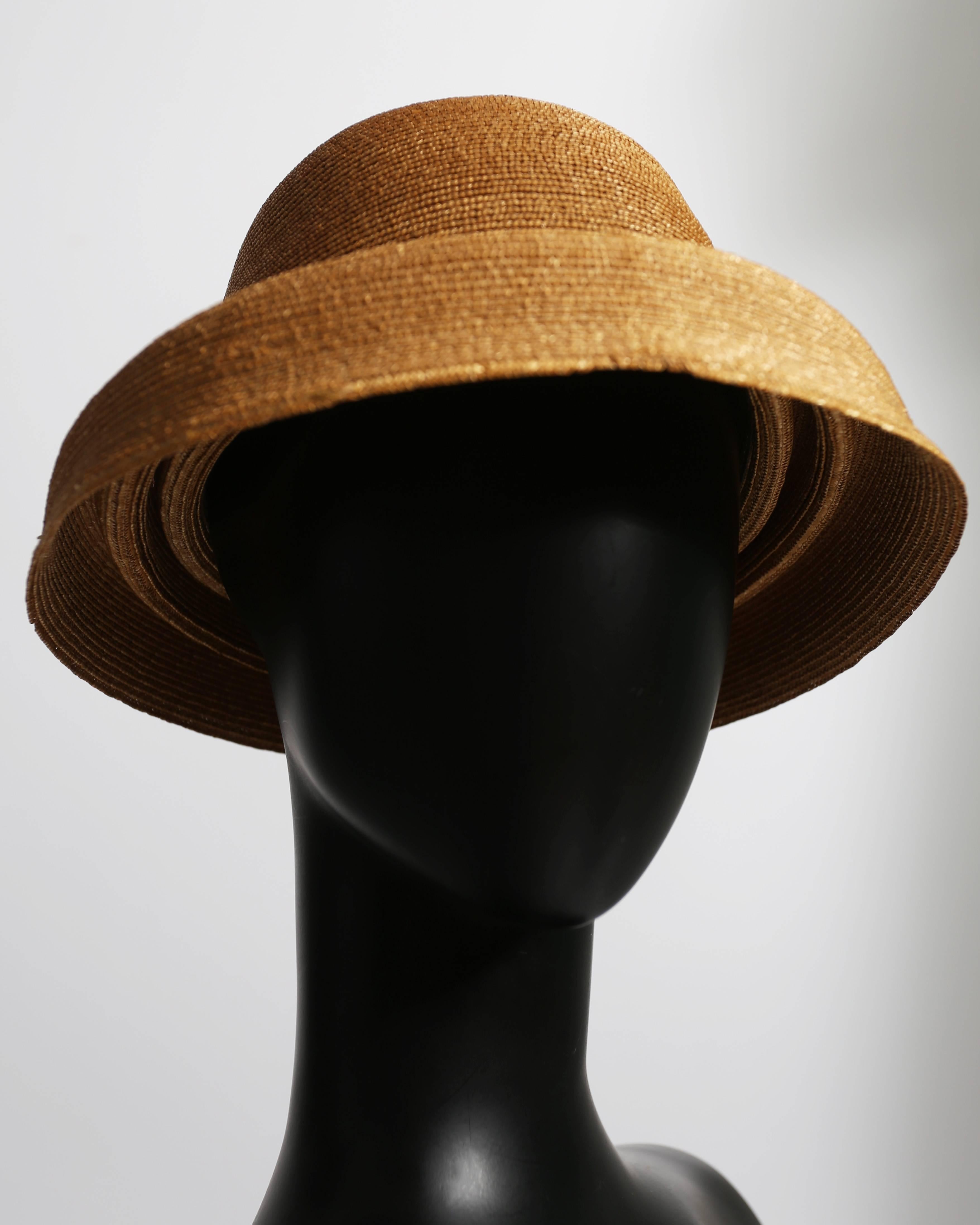 Brown Vivienne Westwood 'Mini-Crini' straw bowler hat, circa 1985
