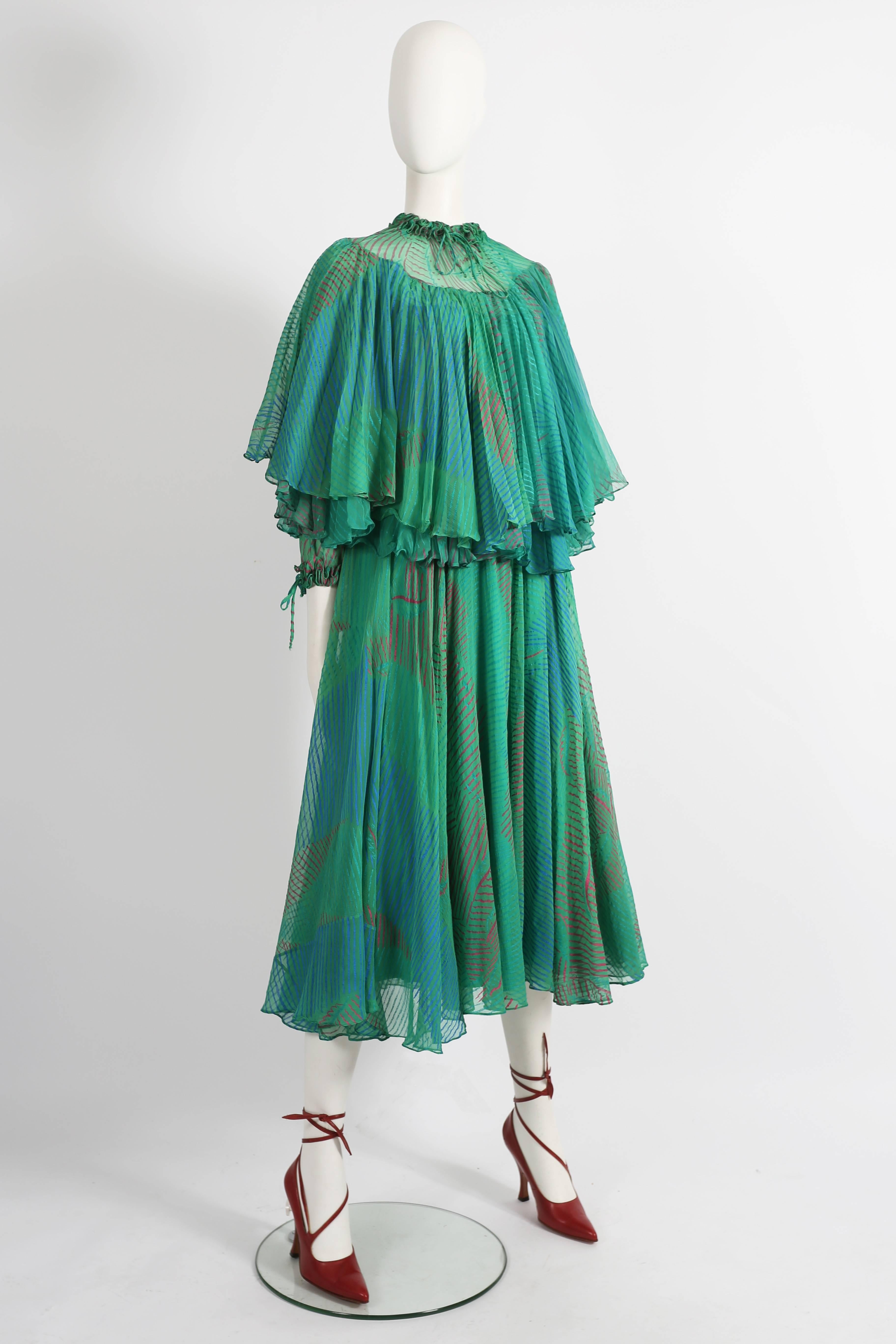 Ossie Clark Celia Birtwell couture silk chiffon screen-print dress, circa 1976 2